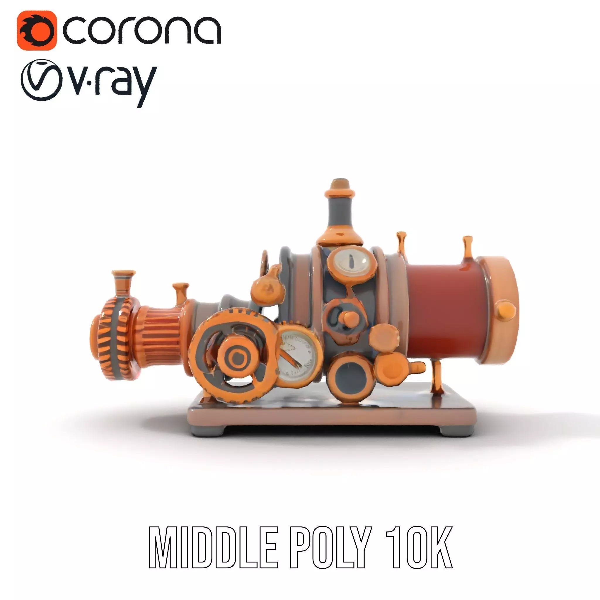 Steampunk Engine model pack Low-poly 3D model_23