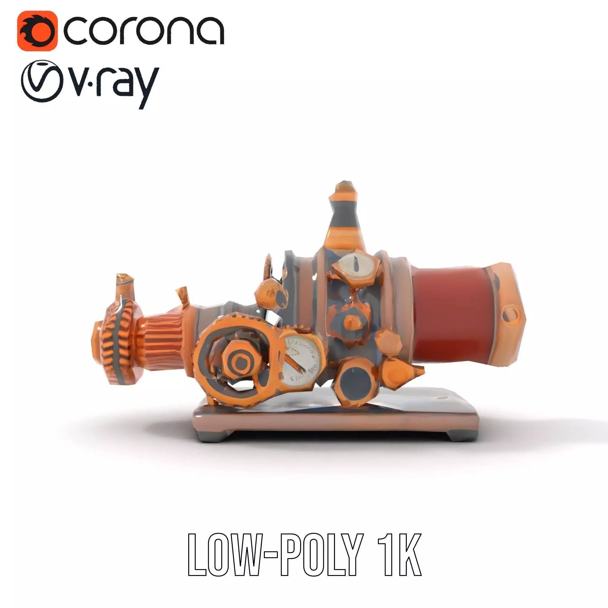 Steampunk Engine model pack Low-poly 3D model_24