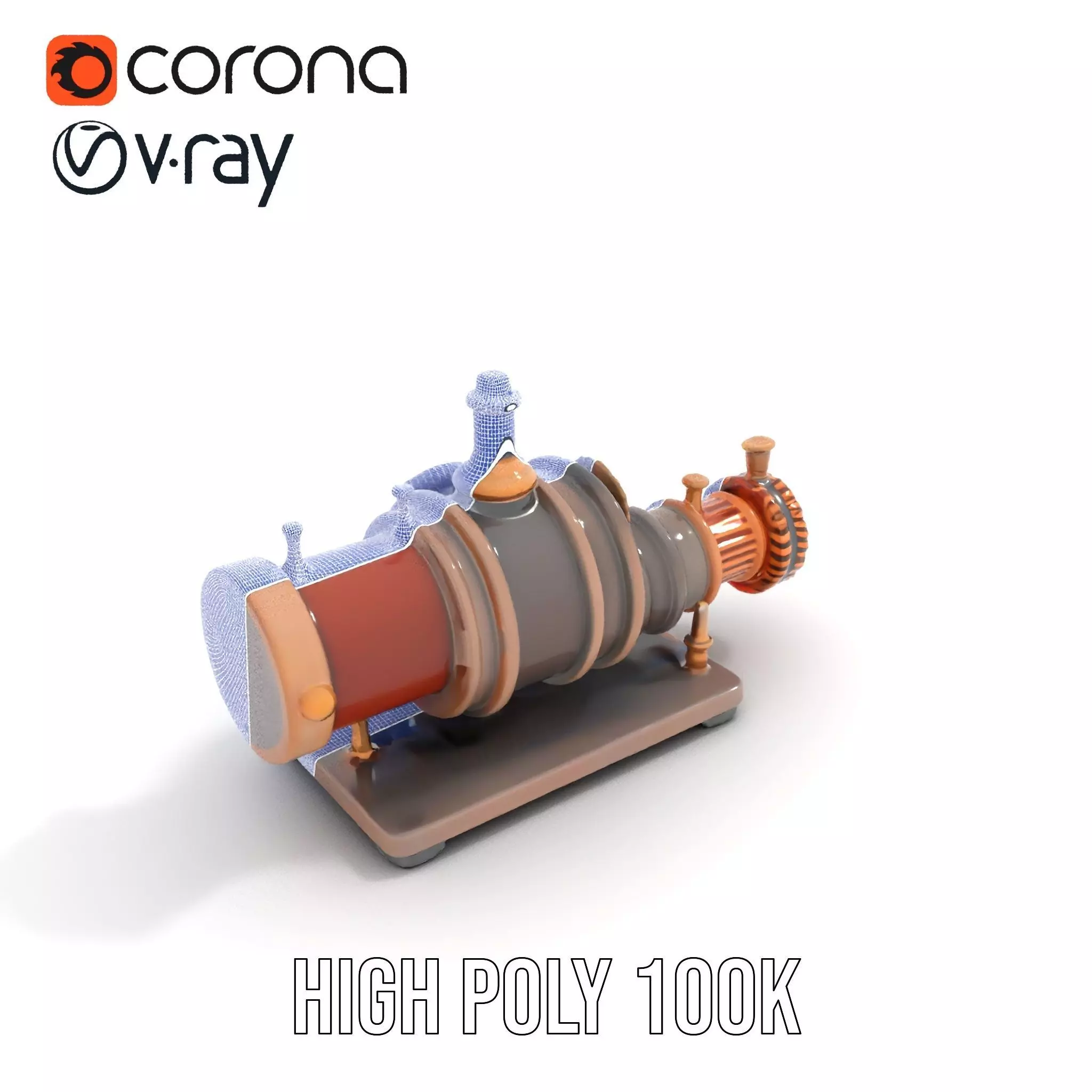 Steampunk Engine model pack Low-poly 3D model_31