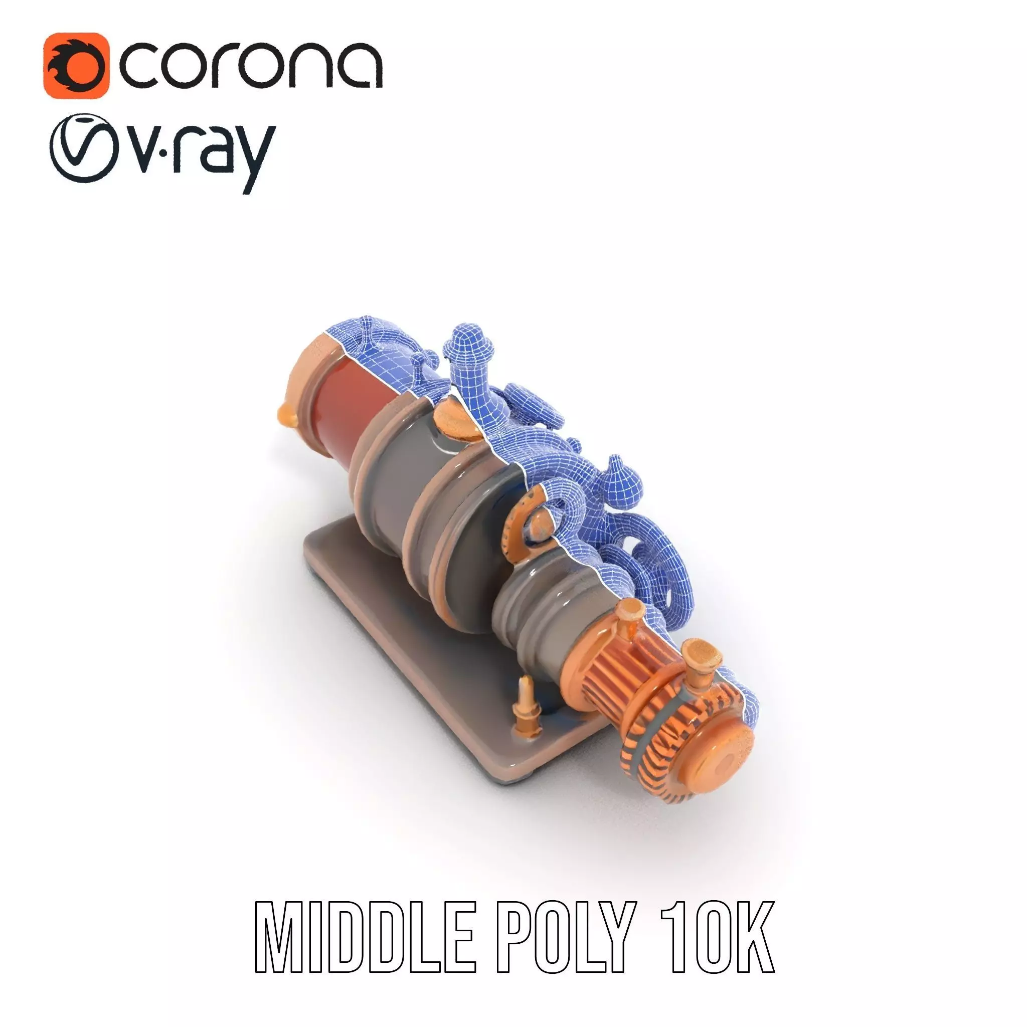 Steampunk Engine model pack Low-poly 3D model_19