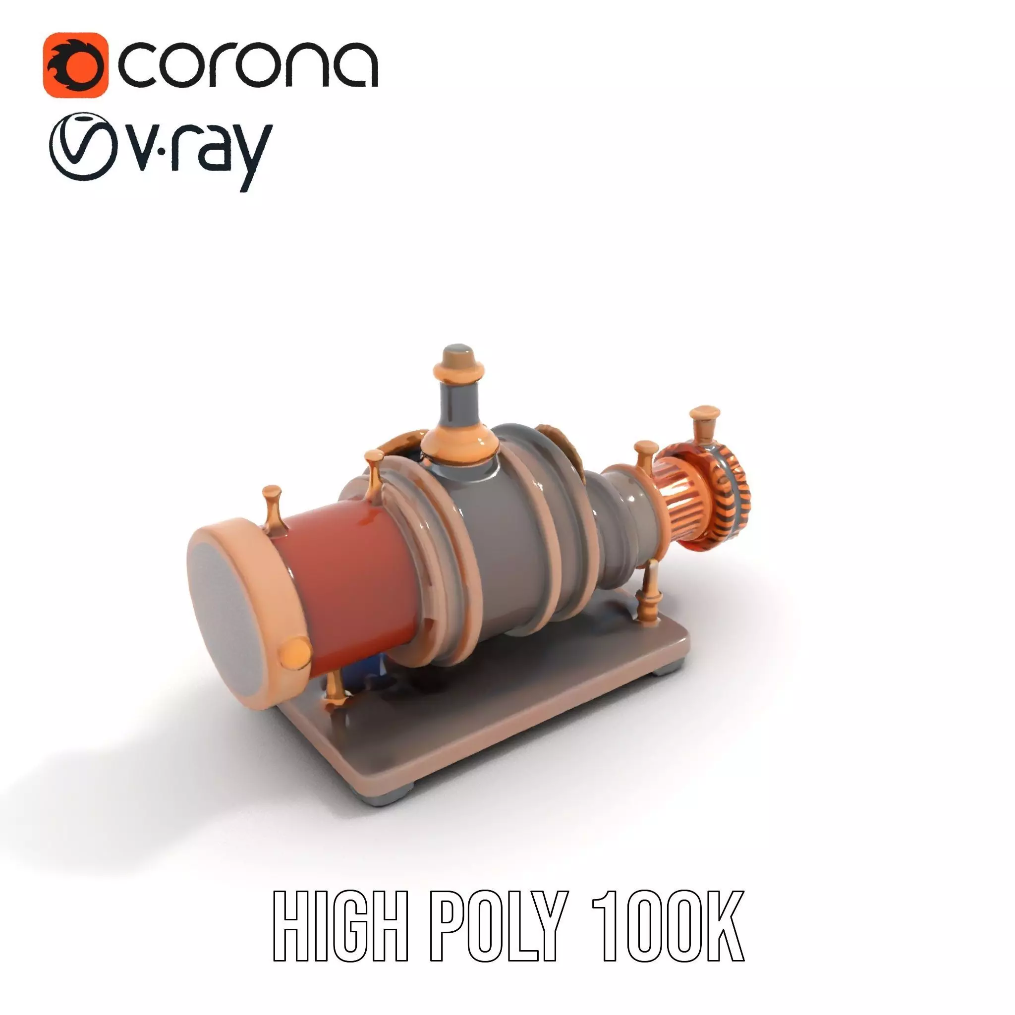 Steampunk Engine model pack Low-poly 3D model_18