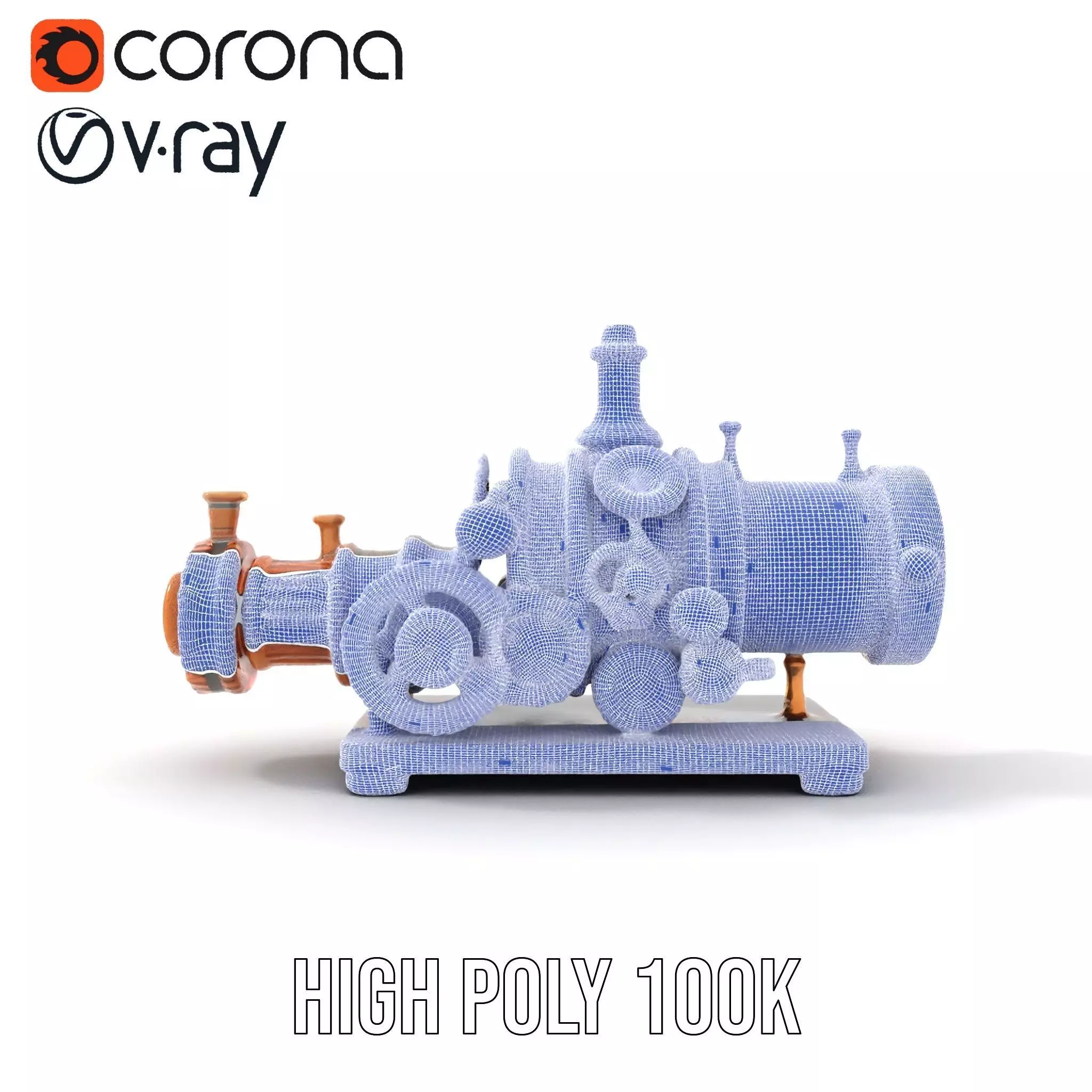 Steampunk Engine model pack Low-poly 3D model_34