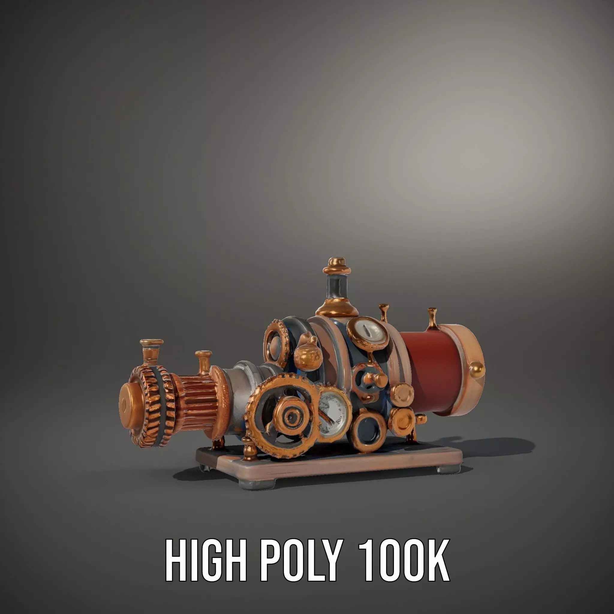 Steampunk Engine model pack Low-poly 3D model_8