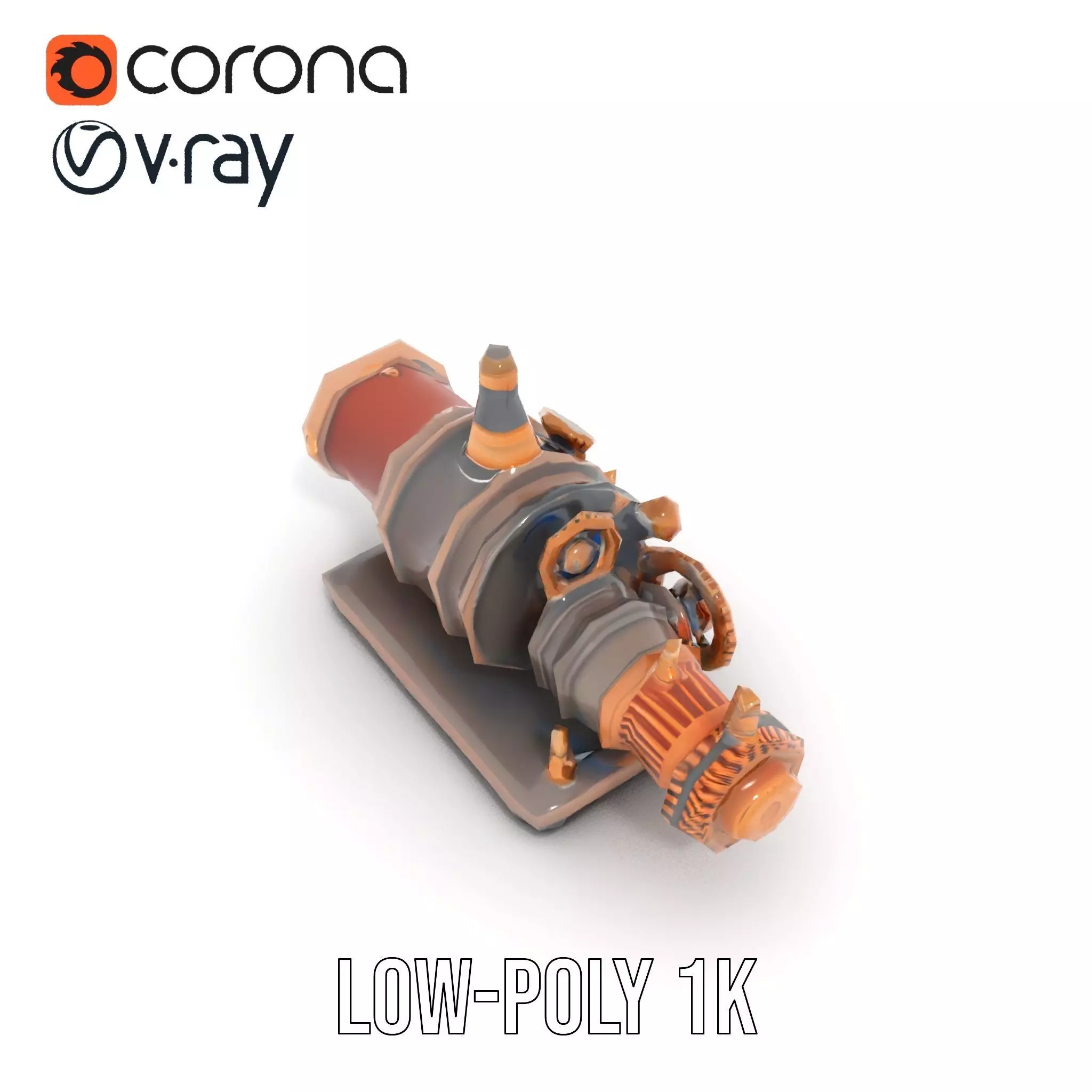 Steampunk Engine model pack Low-poly 3D model_7