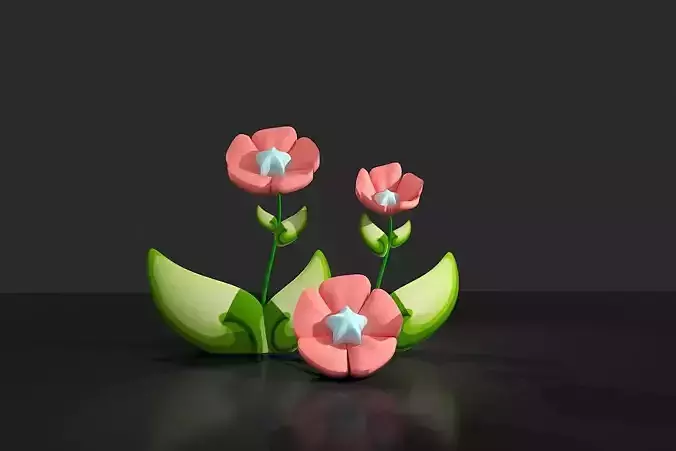 Cartoon 3D Plant Flowers