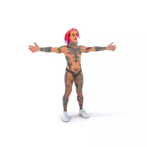Dynamic Tattooed Figure model pack Low-poly 3D model