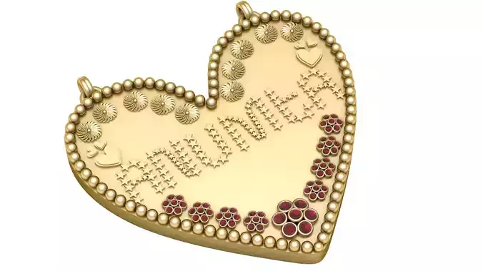 Anumita Star-Engraved Heart Pendant
