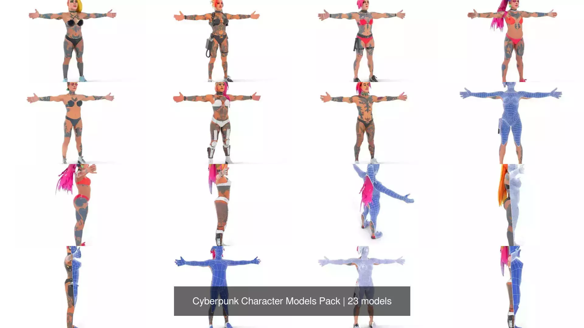 Cyberpunk Character Models Pack 3D Model Collection_25