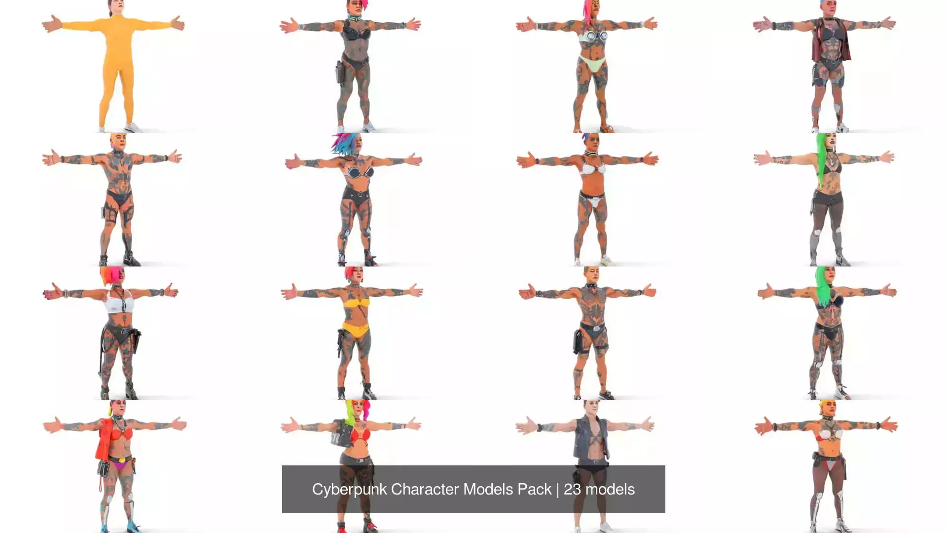 Cyberpunk Character Models Pack 3D Model Collection_0