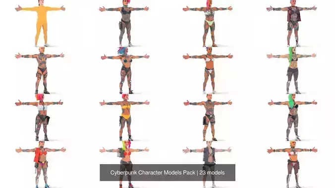 Cyberpunk Character Models Pack 3D Model Collection