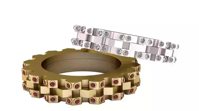 Imperial Gear Gemstone Band