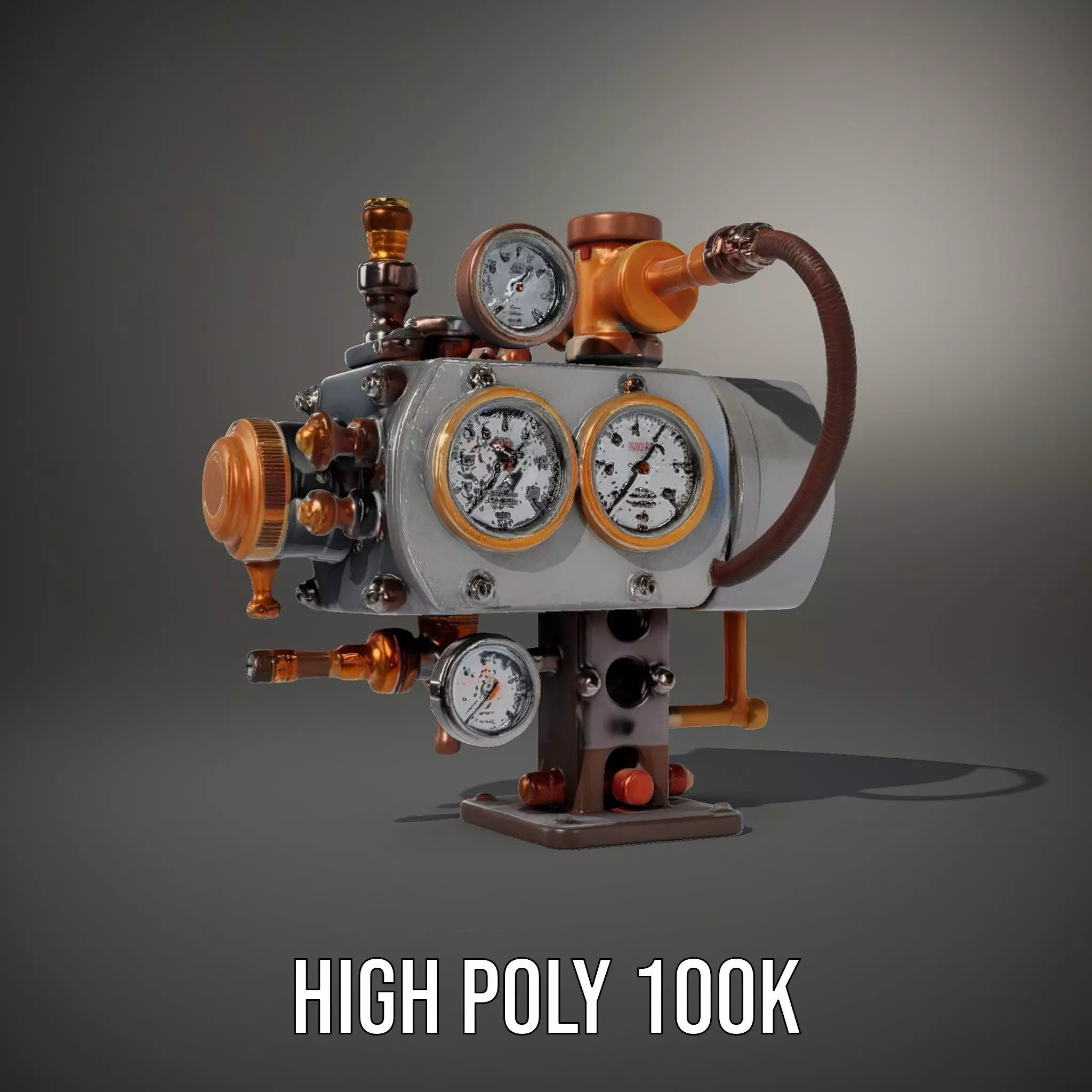 Steampunk Pressure Gauge model pack Low-poly 3D model_10