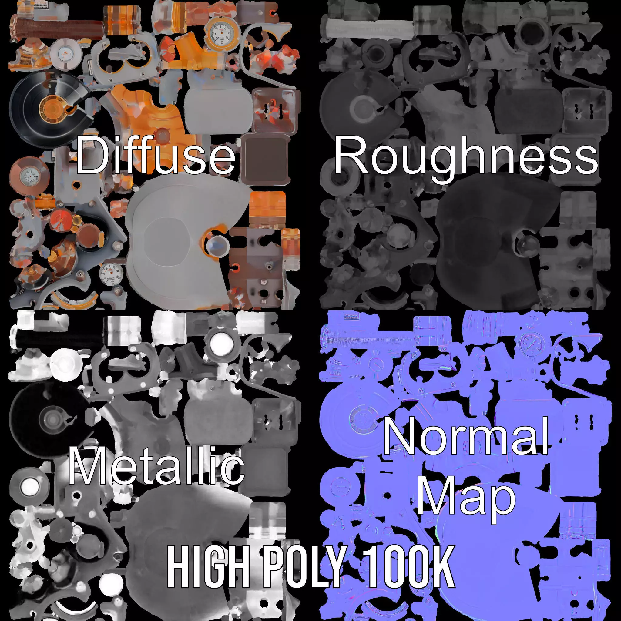 Steampunk Pressure Gauge model pack Low-poly 3D model_3