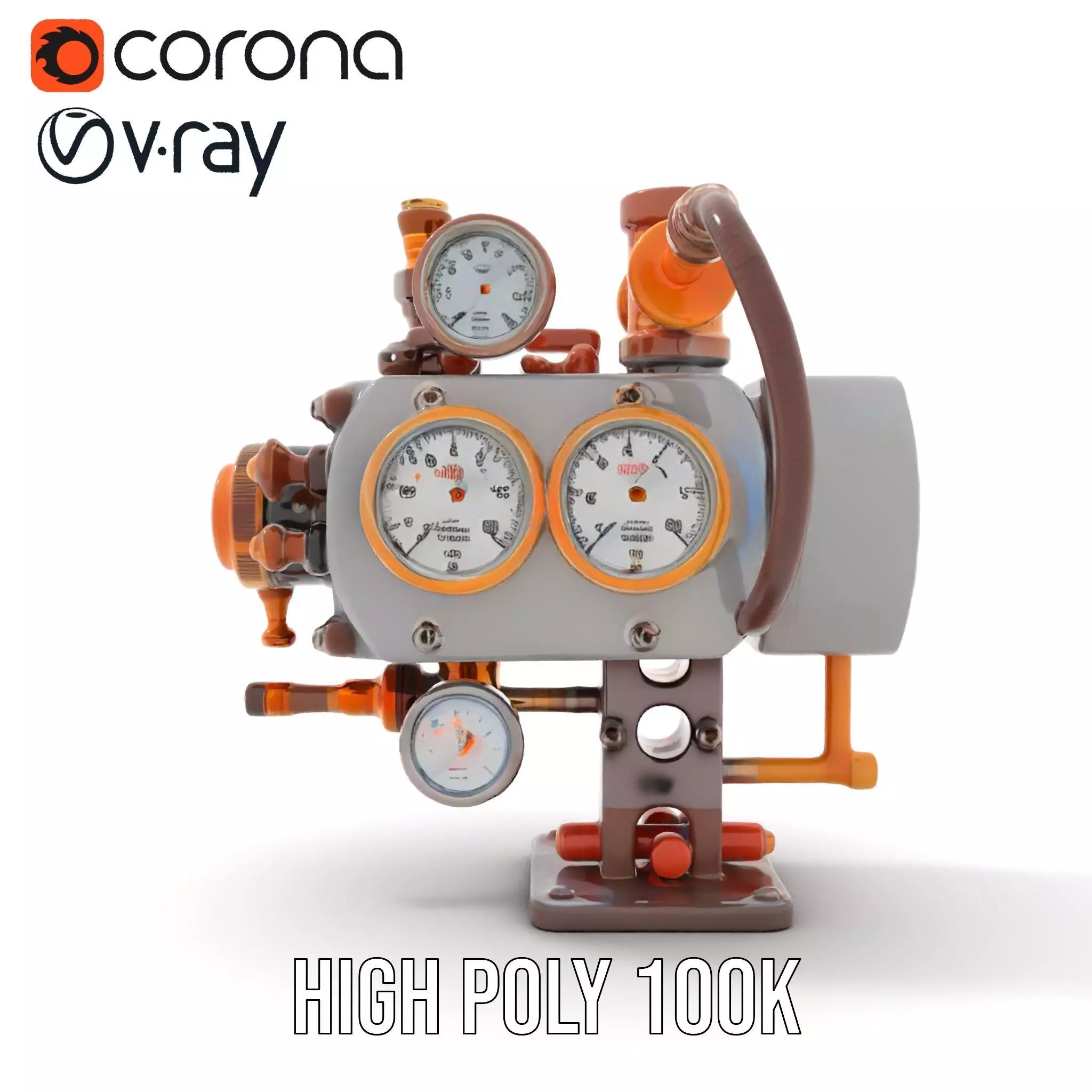 Steampunk Pressure Gauge model pack Low-poly 3D model_18