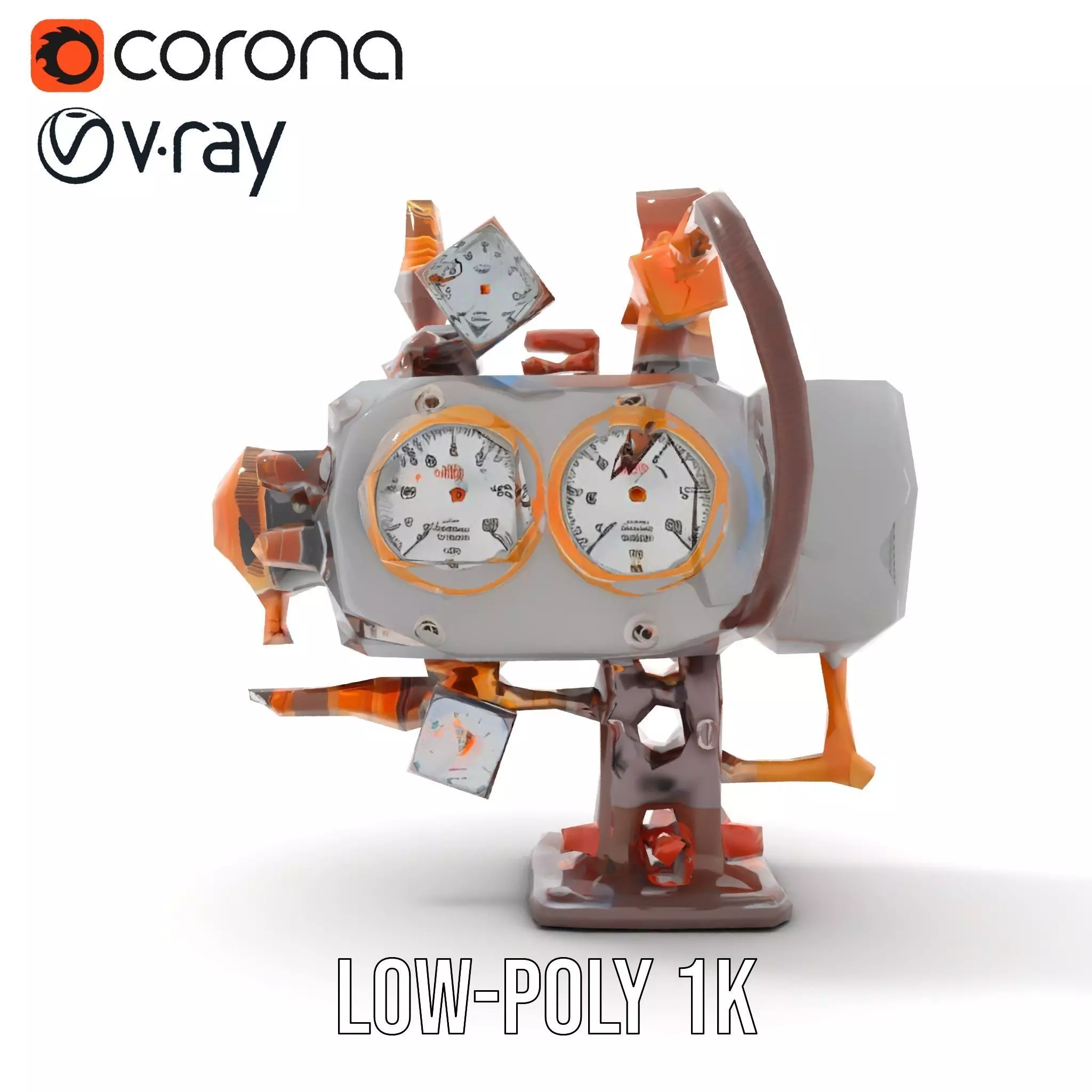 Steampunk Pressure Gauge model pack Low-poly 3D model_17