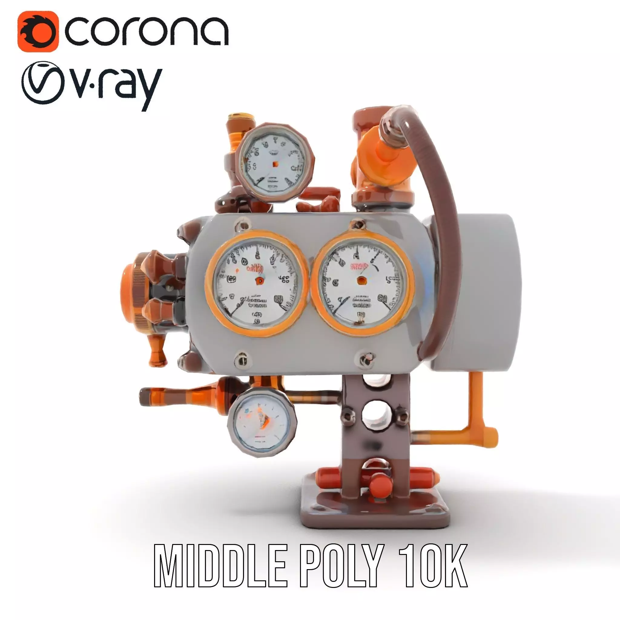 Steampunk Pressure Gauge model pack Low-poly 3D model_13