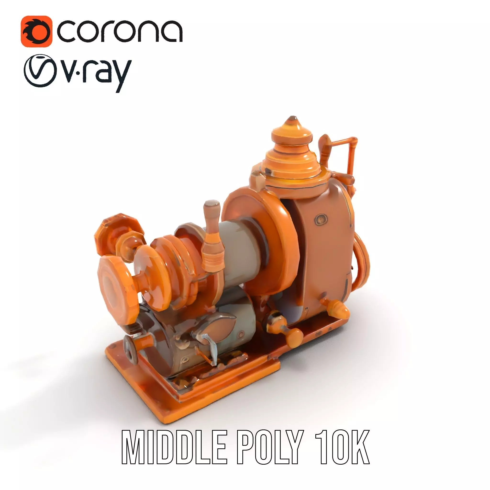 Steampunk Bronze Engine model pack Low-poly 3D model_6