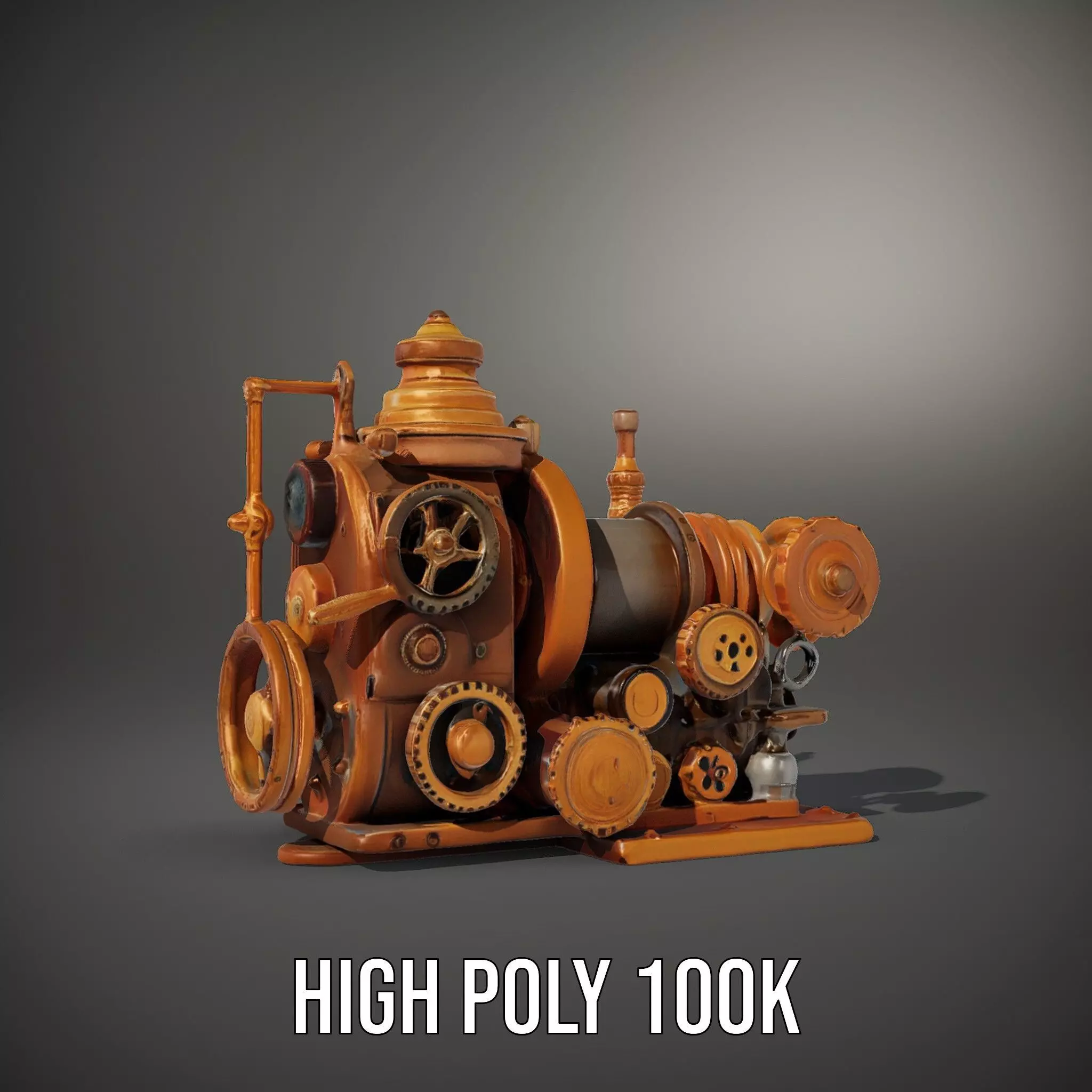 Steampunk Bronze Engine model pack Low-poly 3D model_10