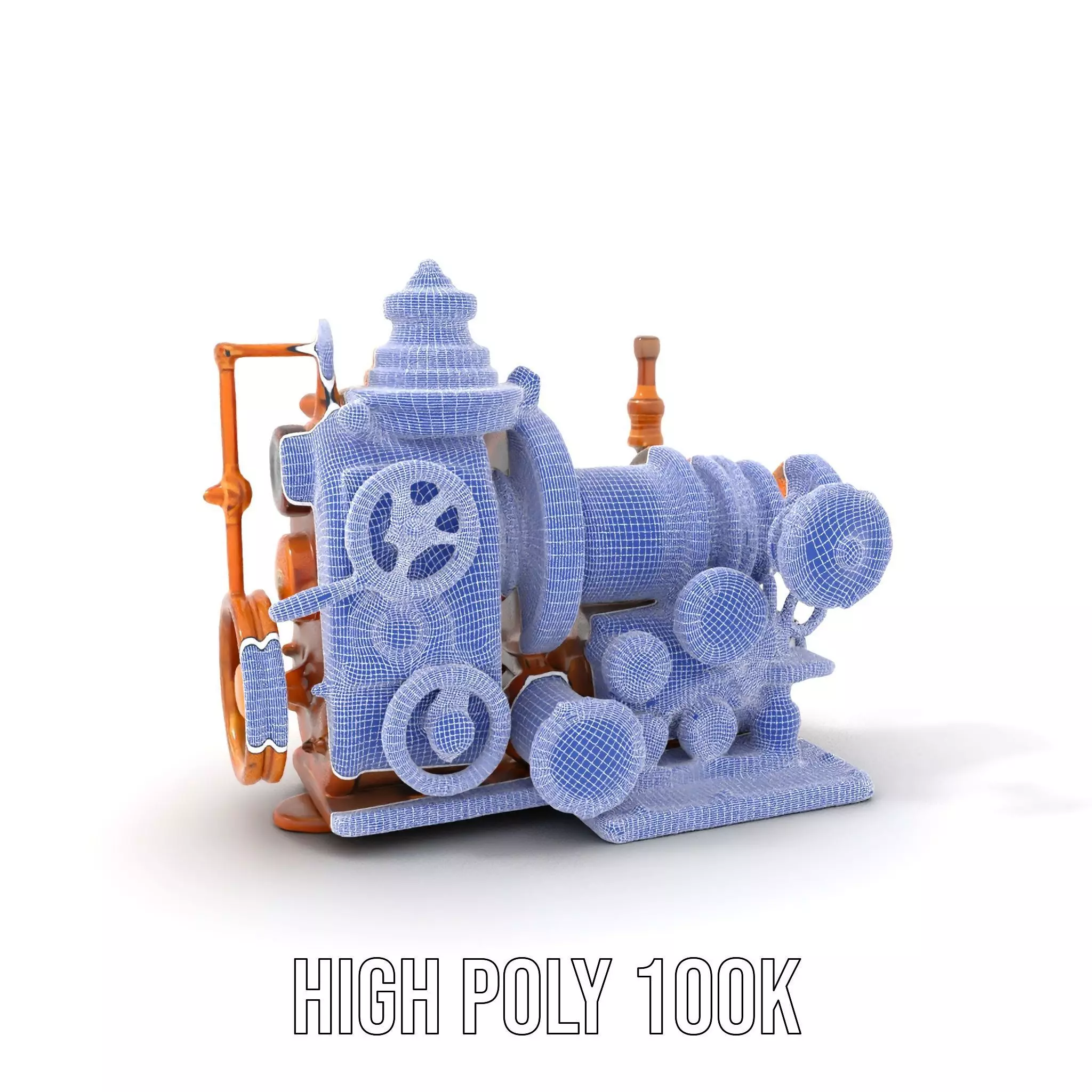 Steampunk Bronze Engine model pack Low-poly 3D model_4