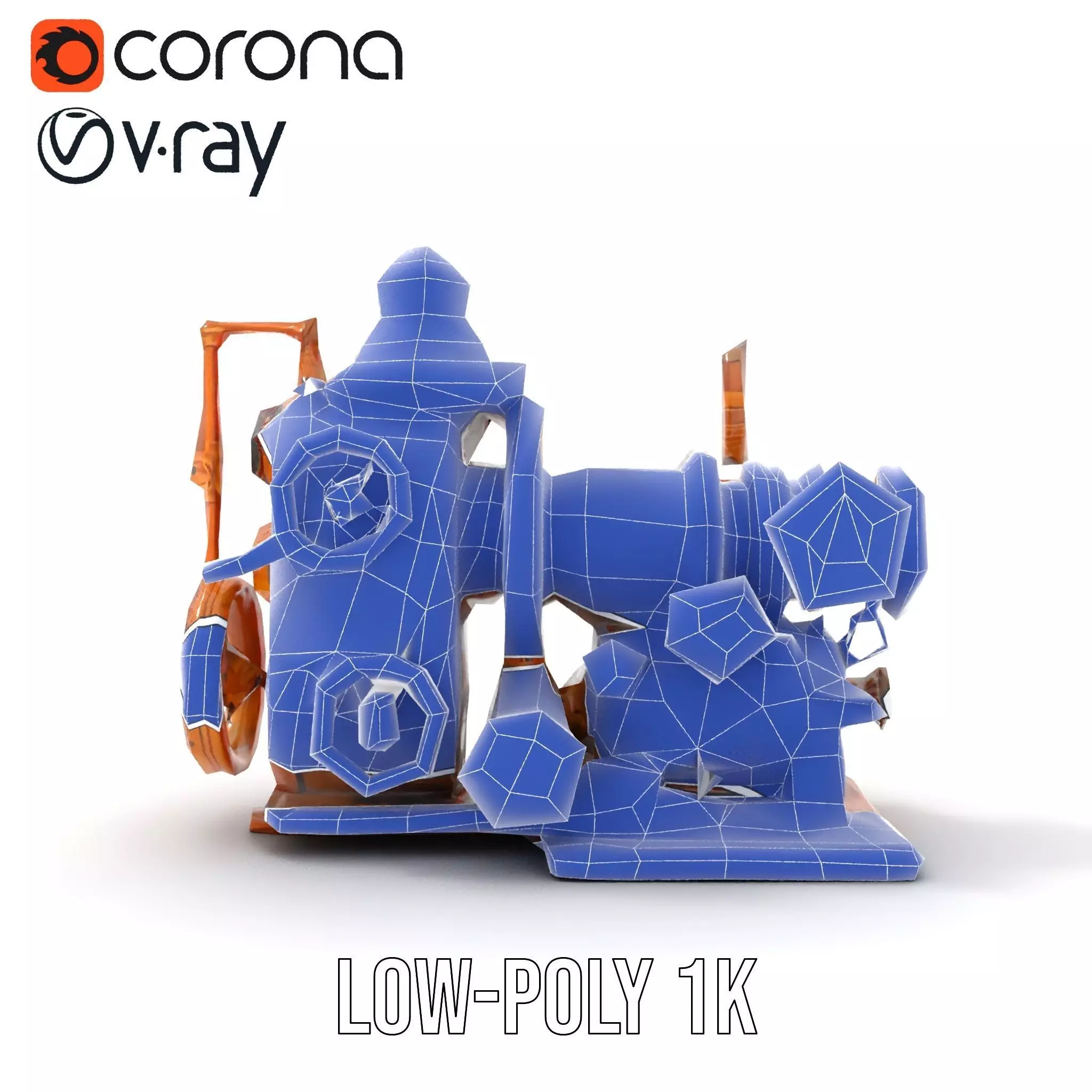 Steampunk Bronze Engine model pack Low-poly 3D model_23