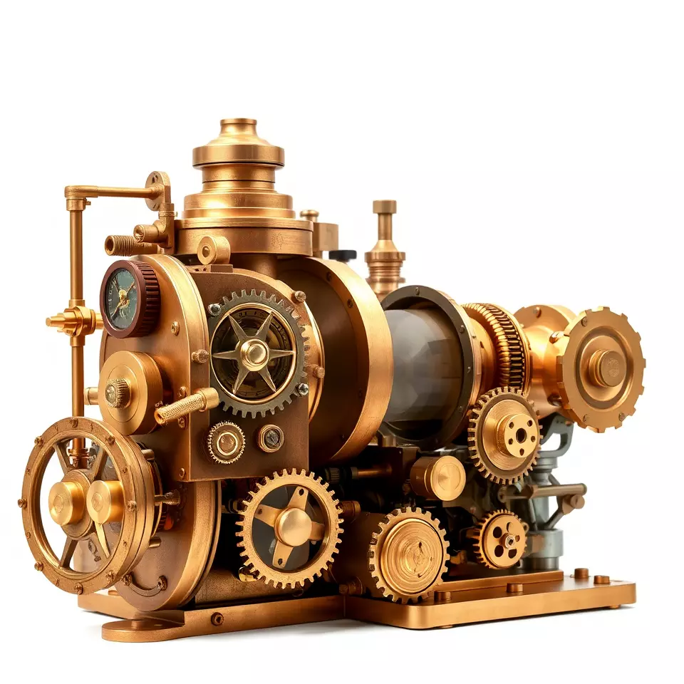 Steampunk Bronze Engine model pack Low-poly 3D model_2