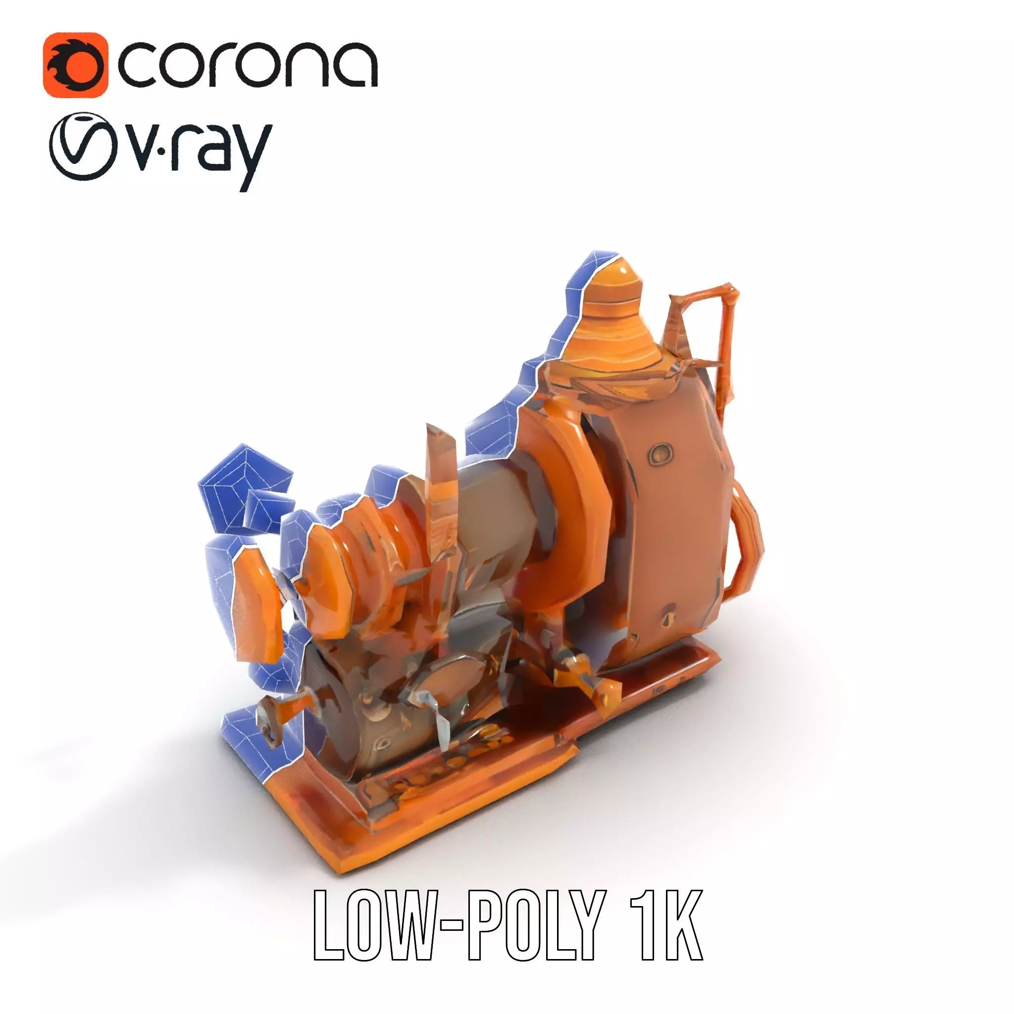 Steampunk Bronze Engine model pack Low-poly 3D model_27