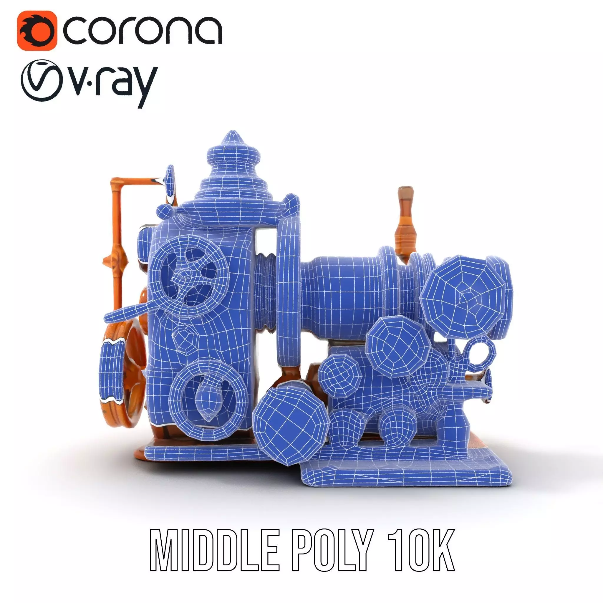 Steampunk Bronze Engine model pack Low-poly 3D model_29