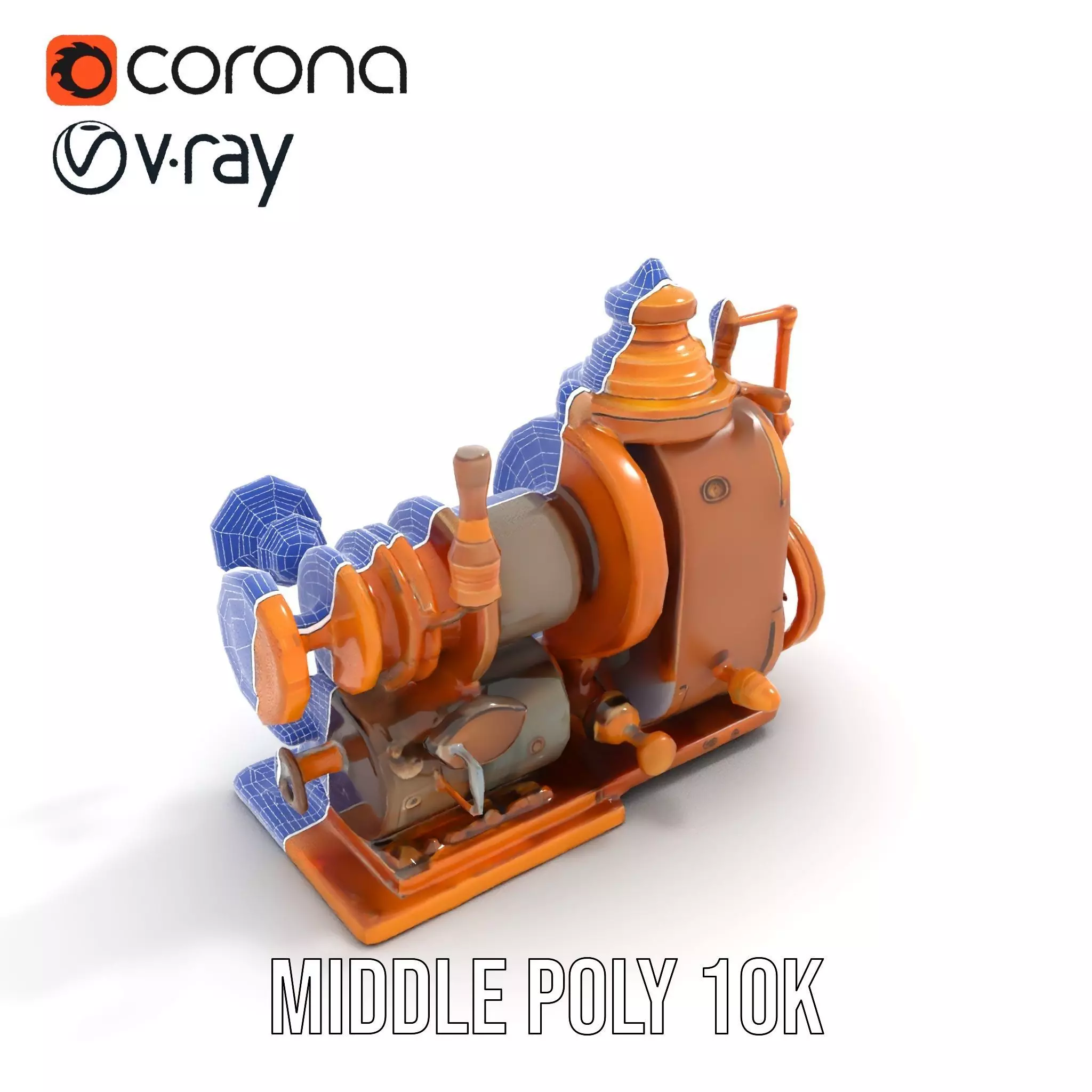 Steampunk Bronze Engine model pack Low-poly 3D model_11