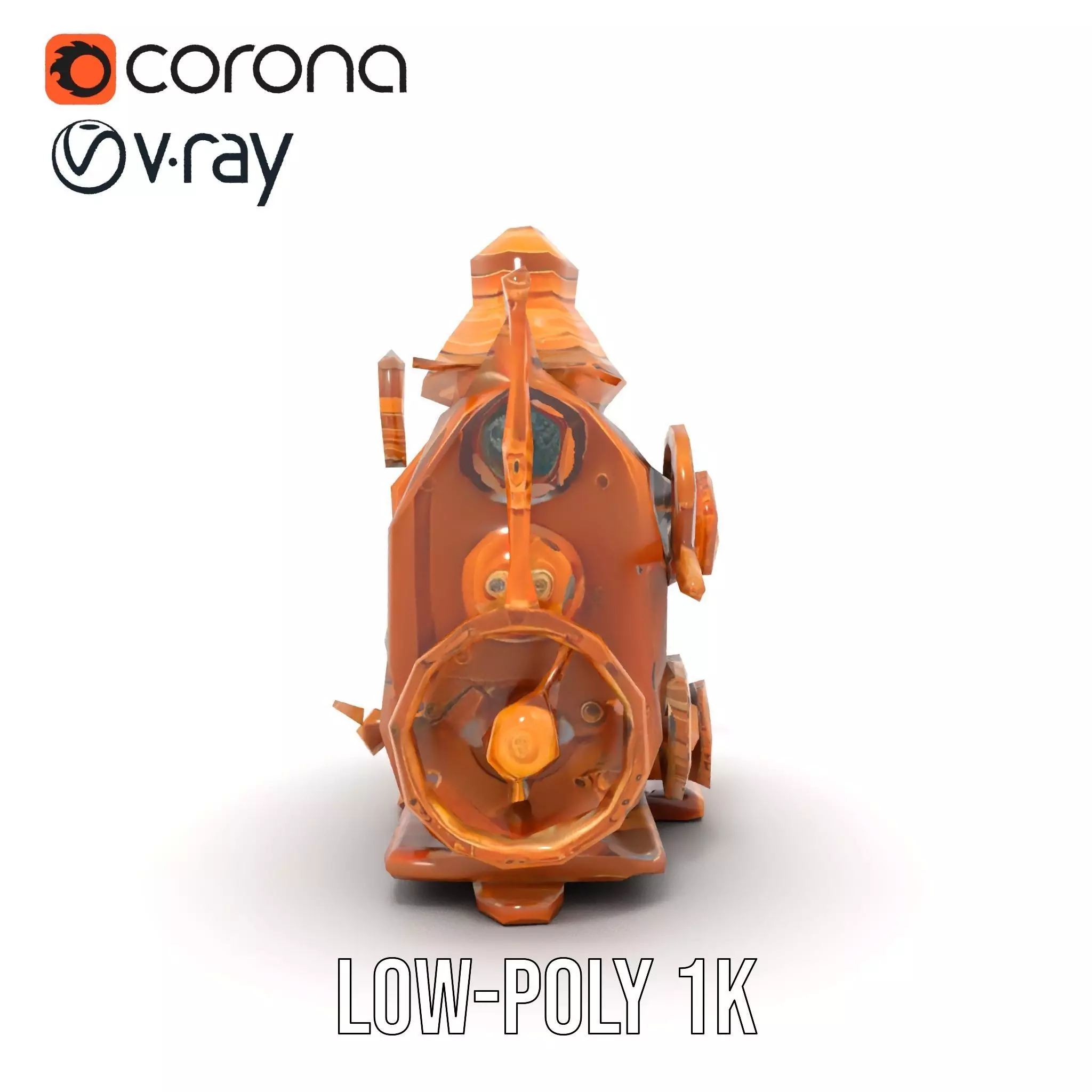 Steampunk Bronze Engine model pack Low-poly 3D model_9