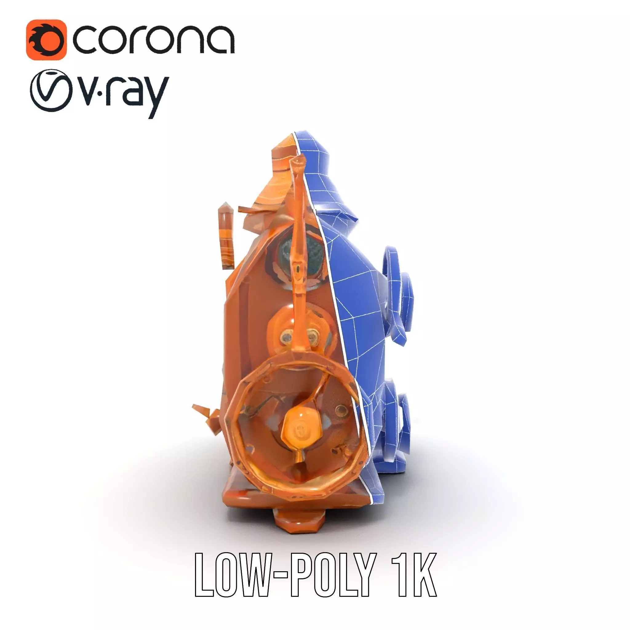 Steampunk Bronze Engine model pack Low-poly 3D model_30