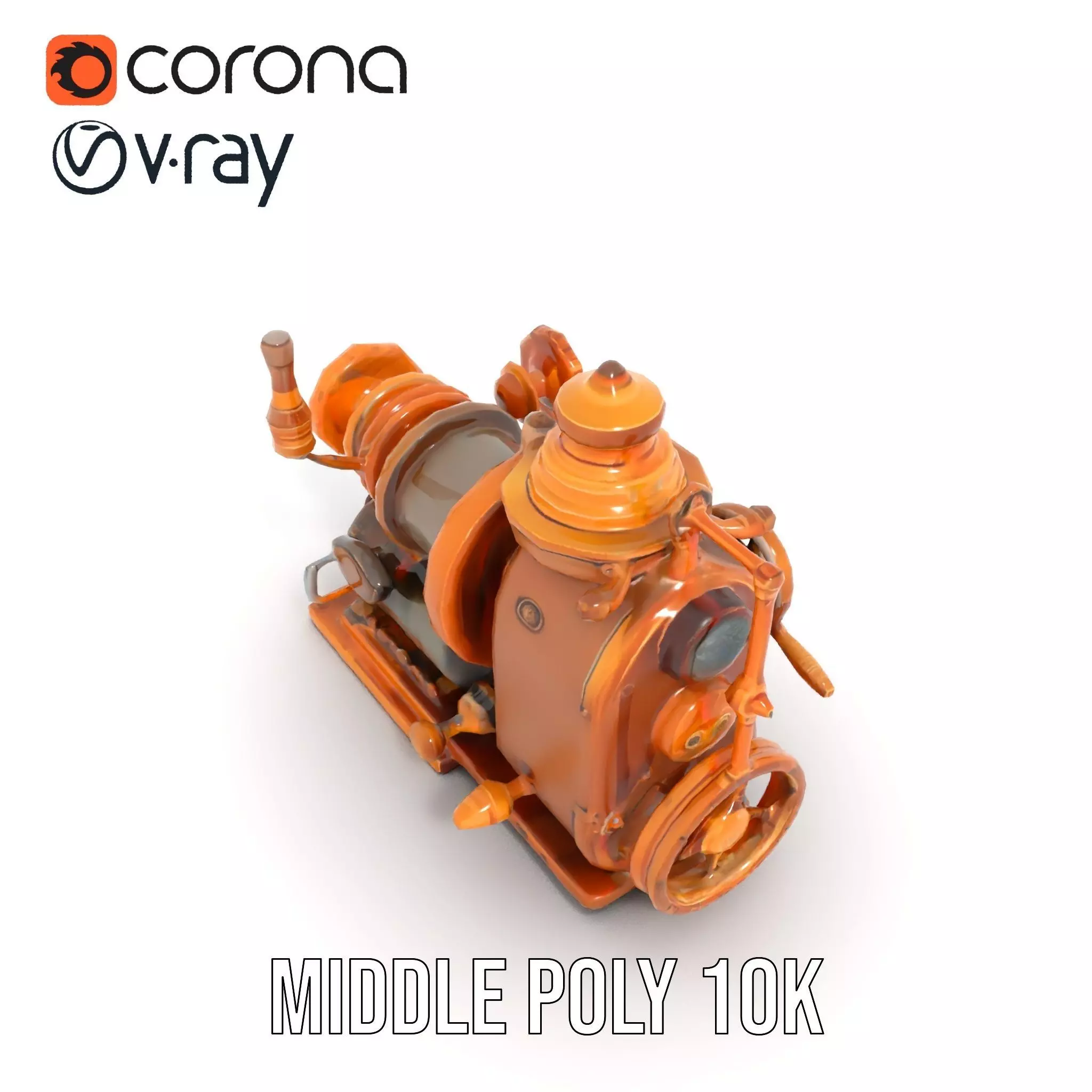 Steampunk Bronze Engine model pack Low-poly 3D model_22