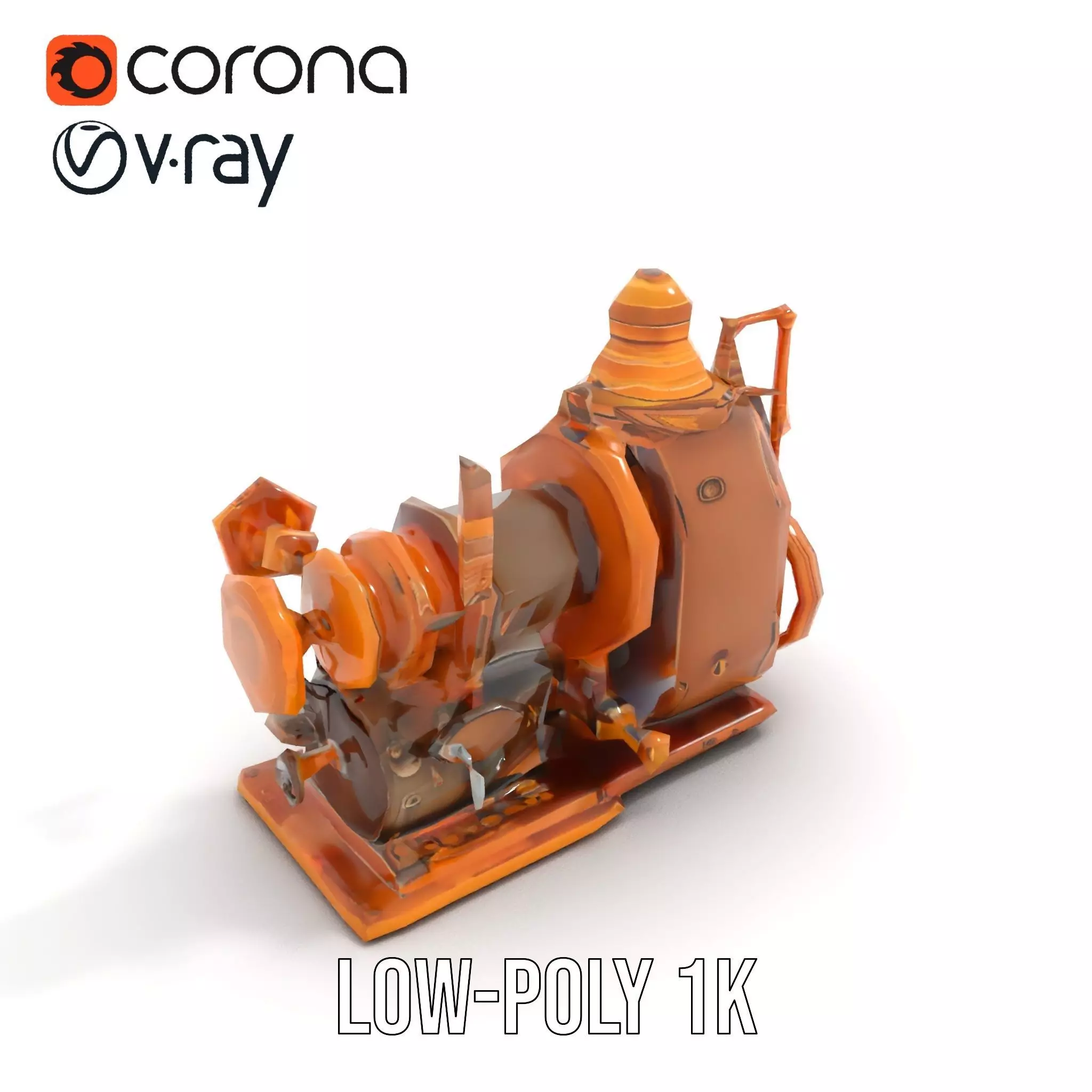 Steampunk Bronze Engine model pack Low-poly 3D model_25