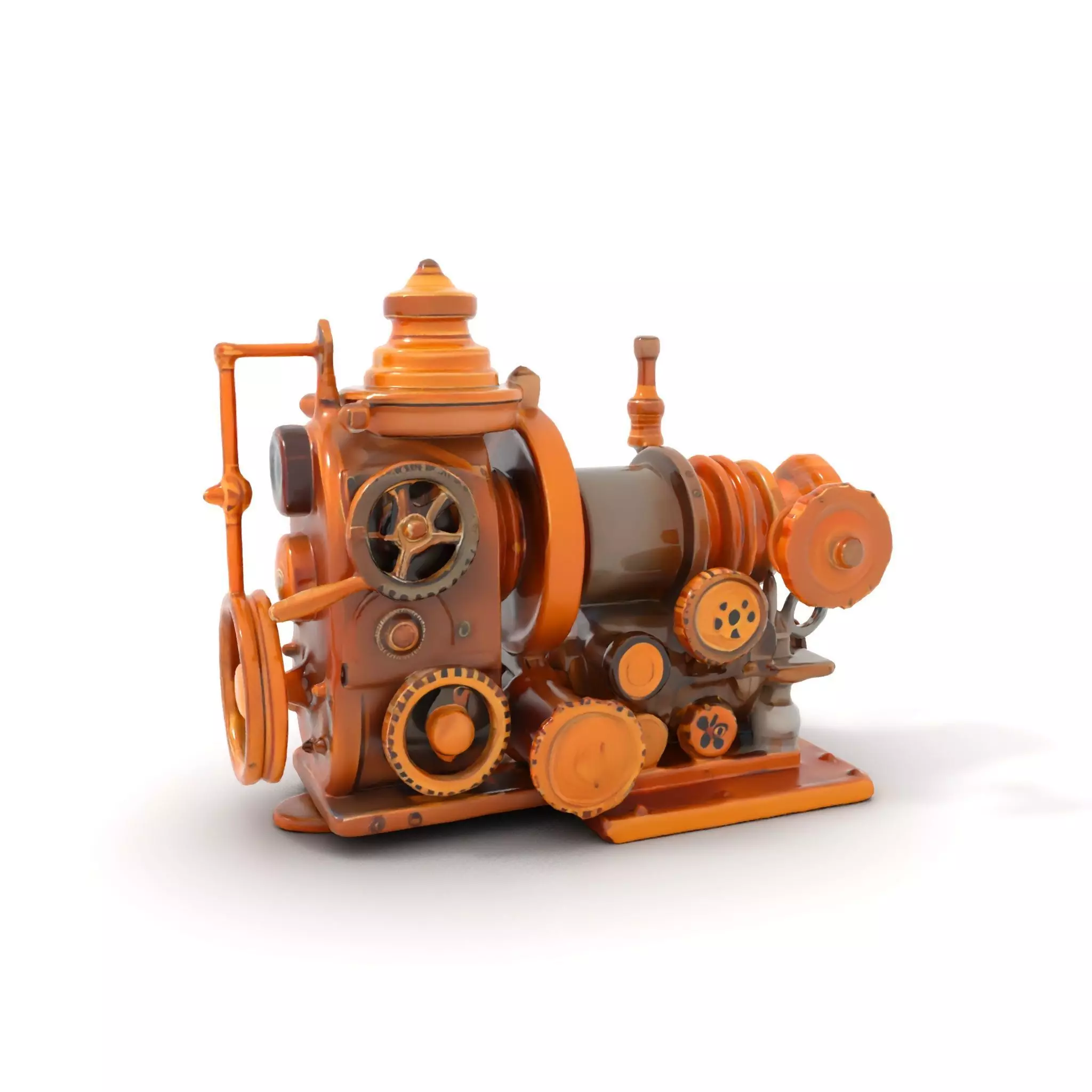 Steampunk Bronze Engine model pack Low-poly 3D model_0