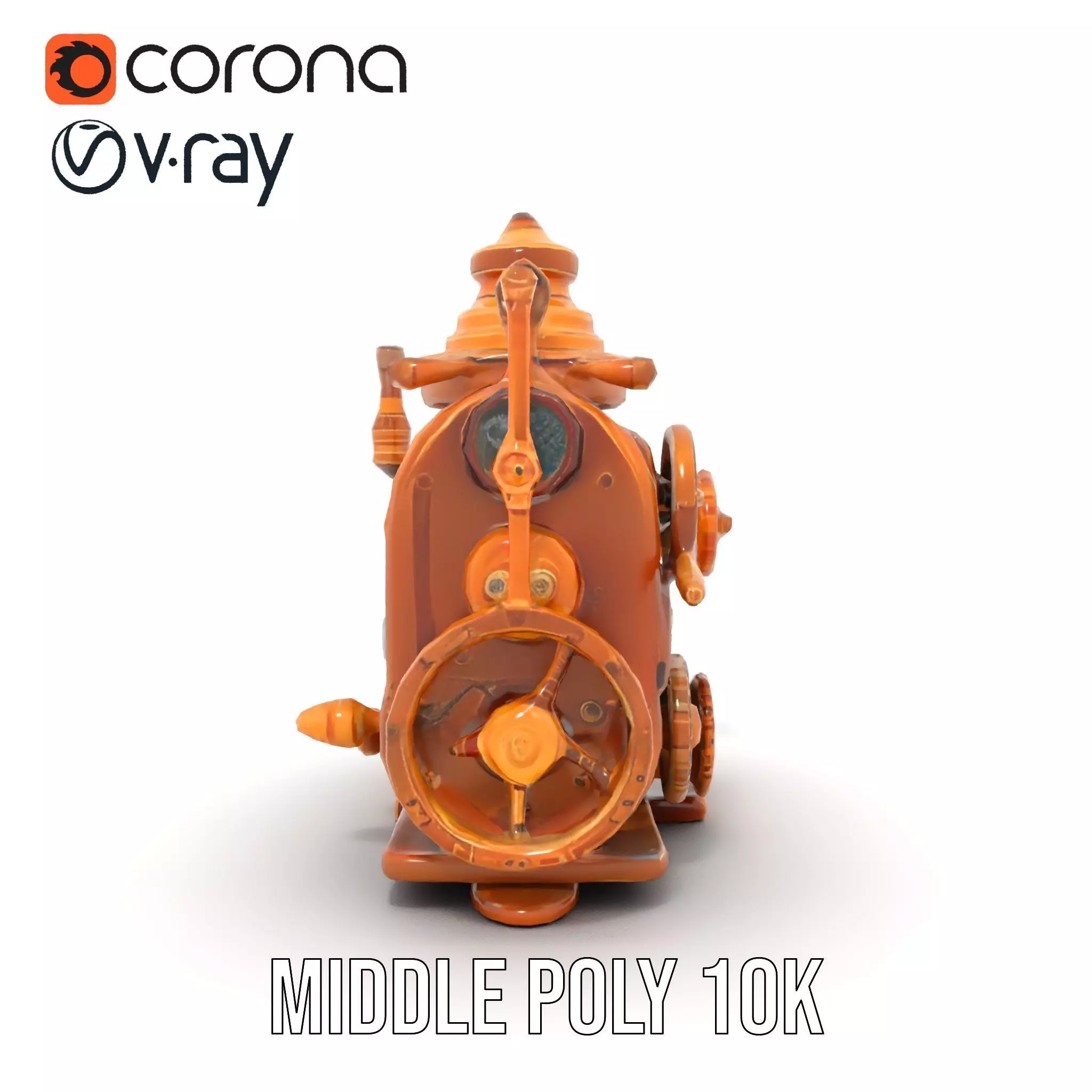Steampunk Bronze Engine model pack Low-poly 3D model_5