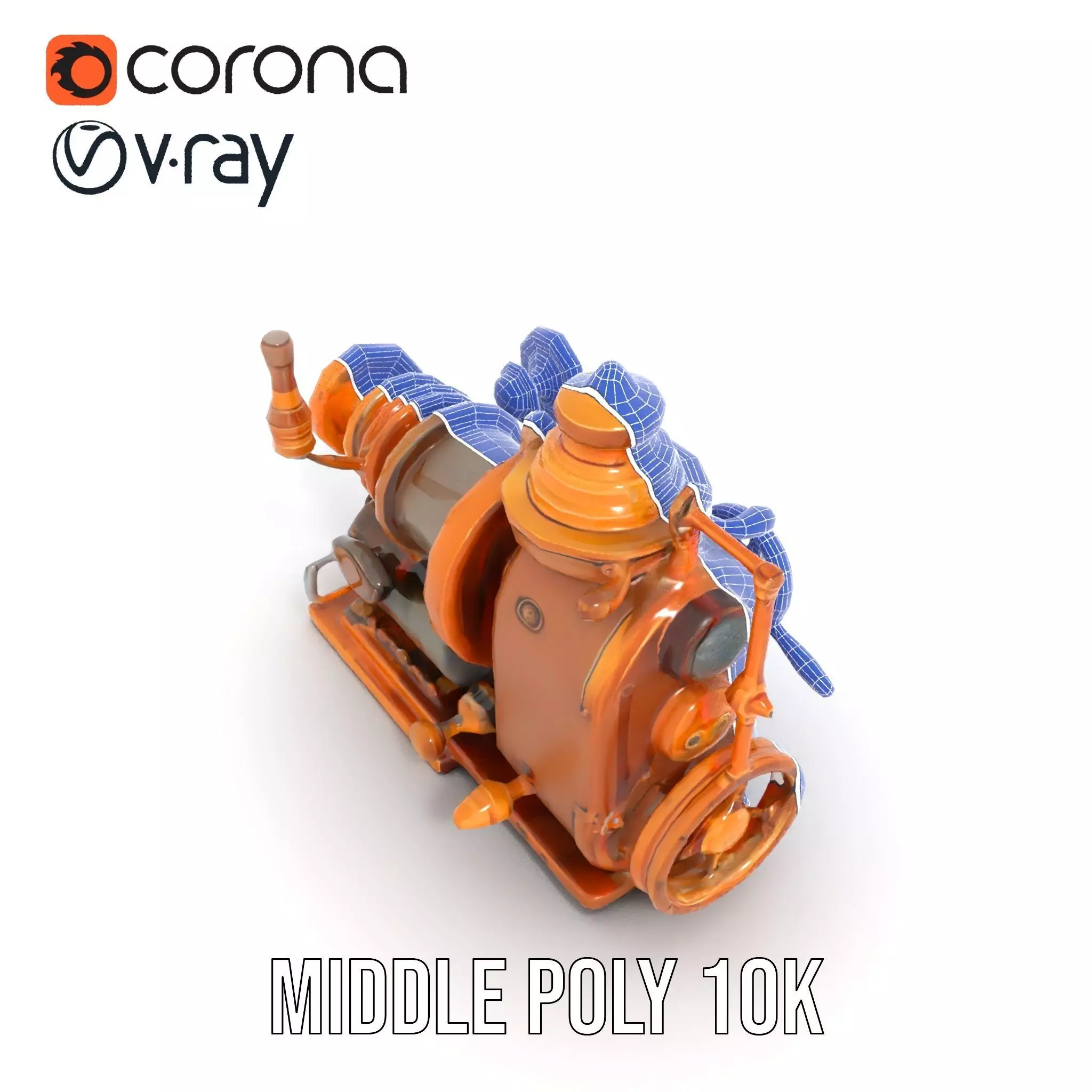 Steampunk Bronze Engine model pack Low-poly 3D model_13