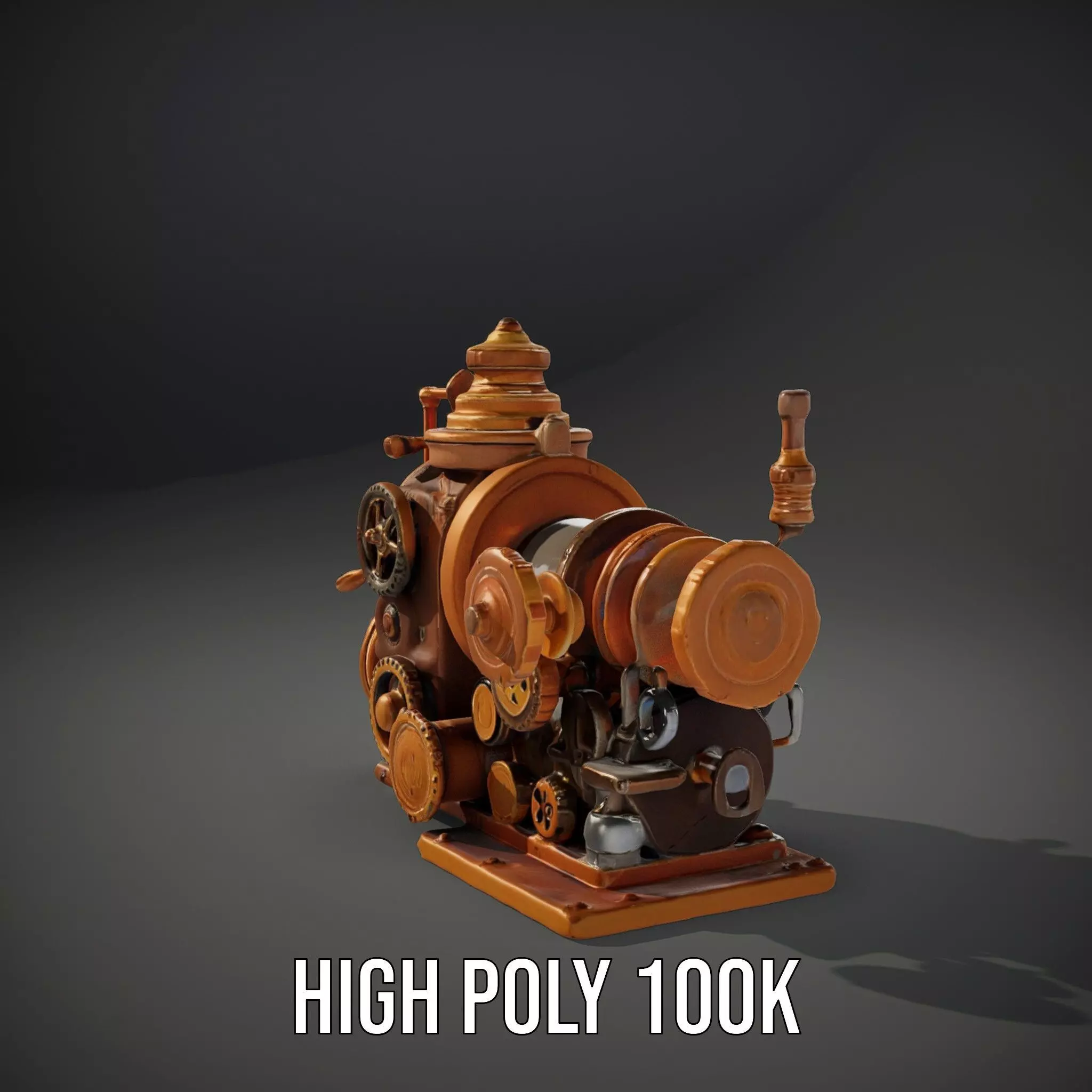 Steampunk Bronze Engine model pack Low-poly 3D model_8