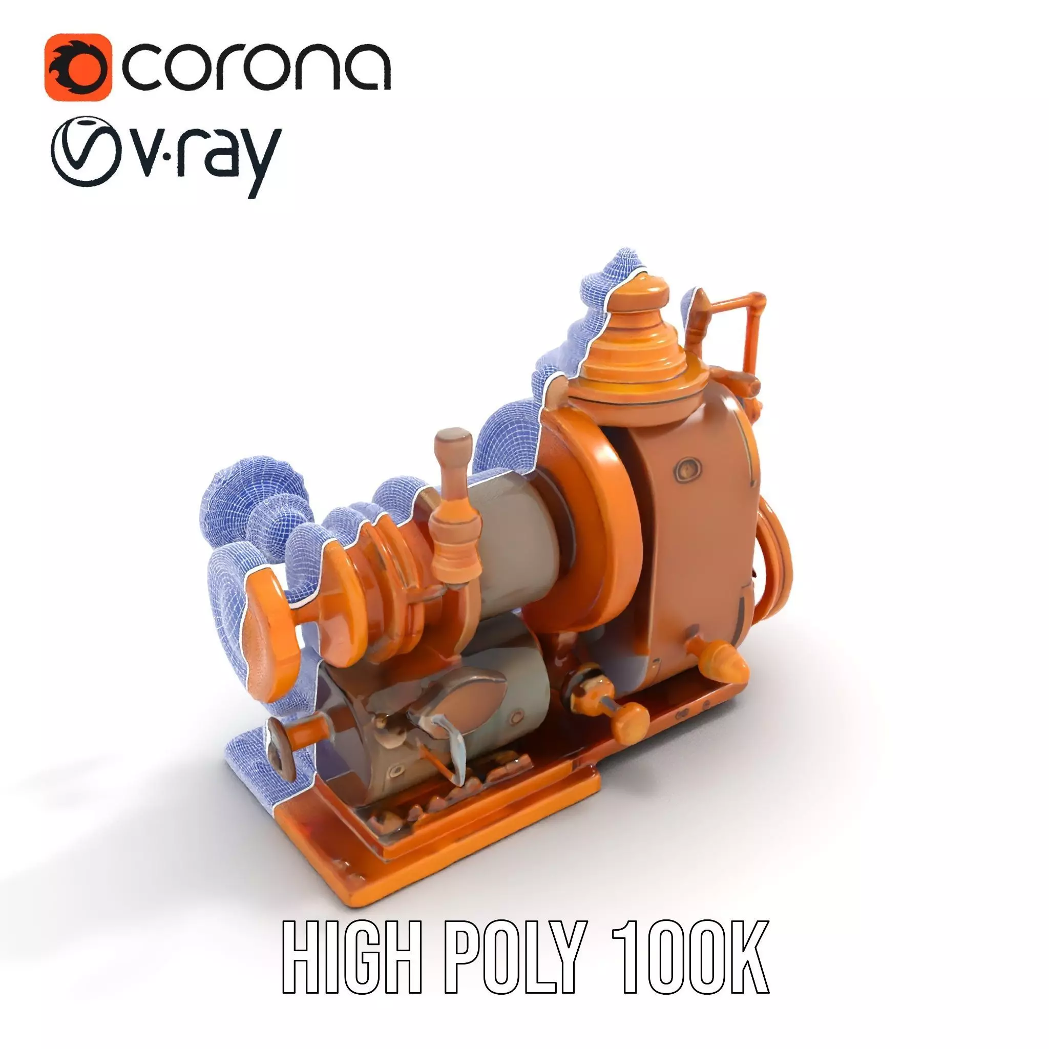 Steampunk Bronze Engine model pack Low-poly 3D model_28