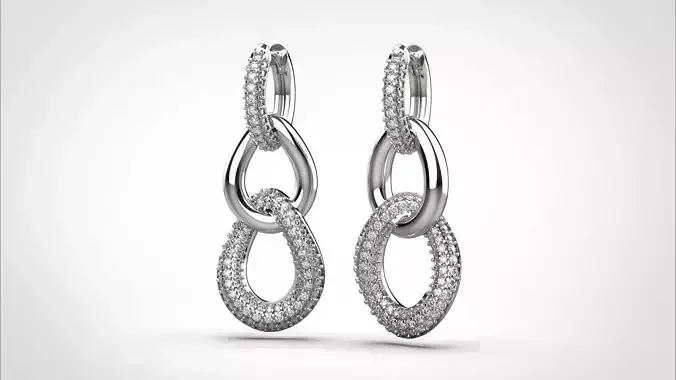 Chain earring stl obj 3D print model ER023 3D print model