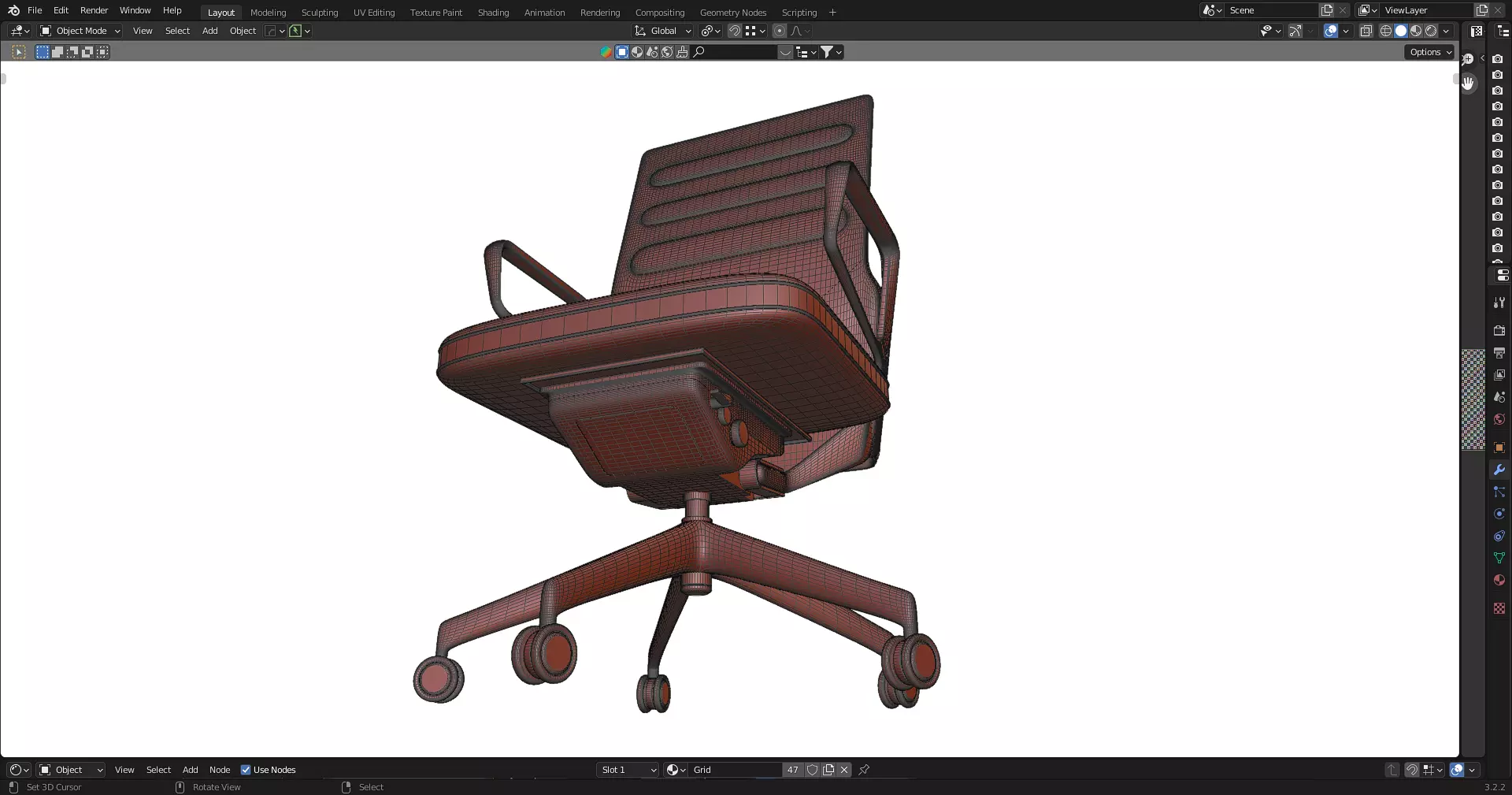 Office Table with ergonomic chair Low-poly 3D model_28