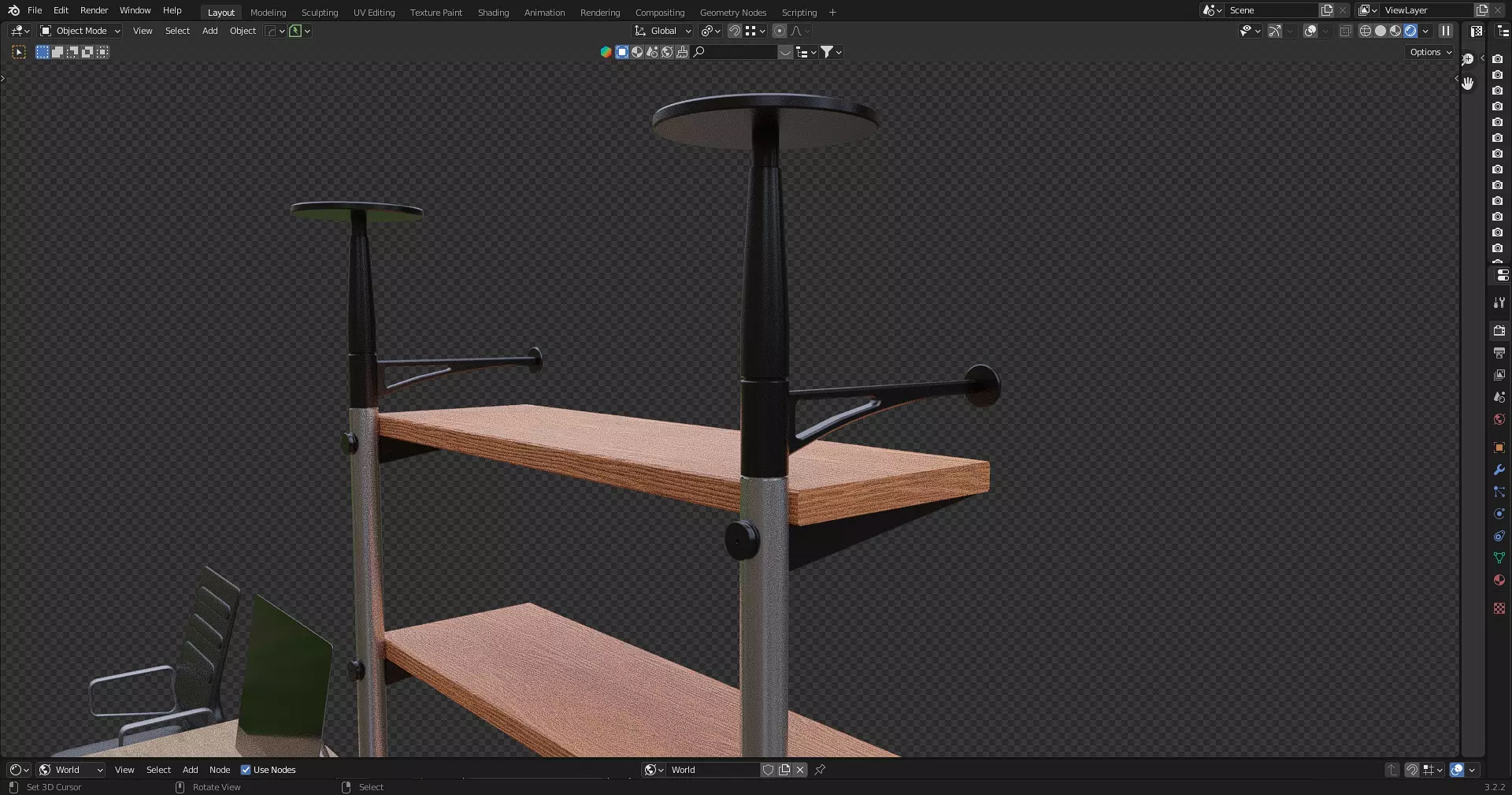 Office Table with ergonomic chair Low-poly 3D model_11