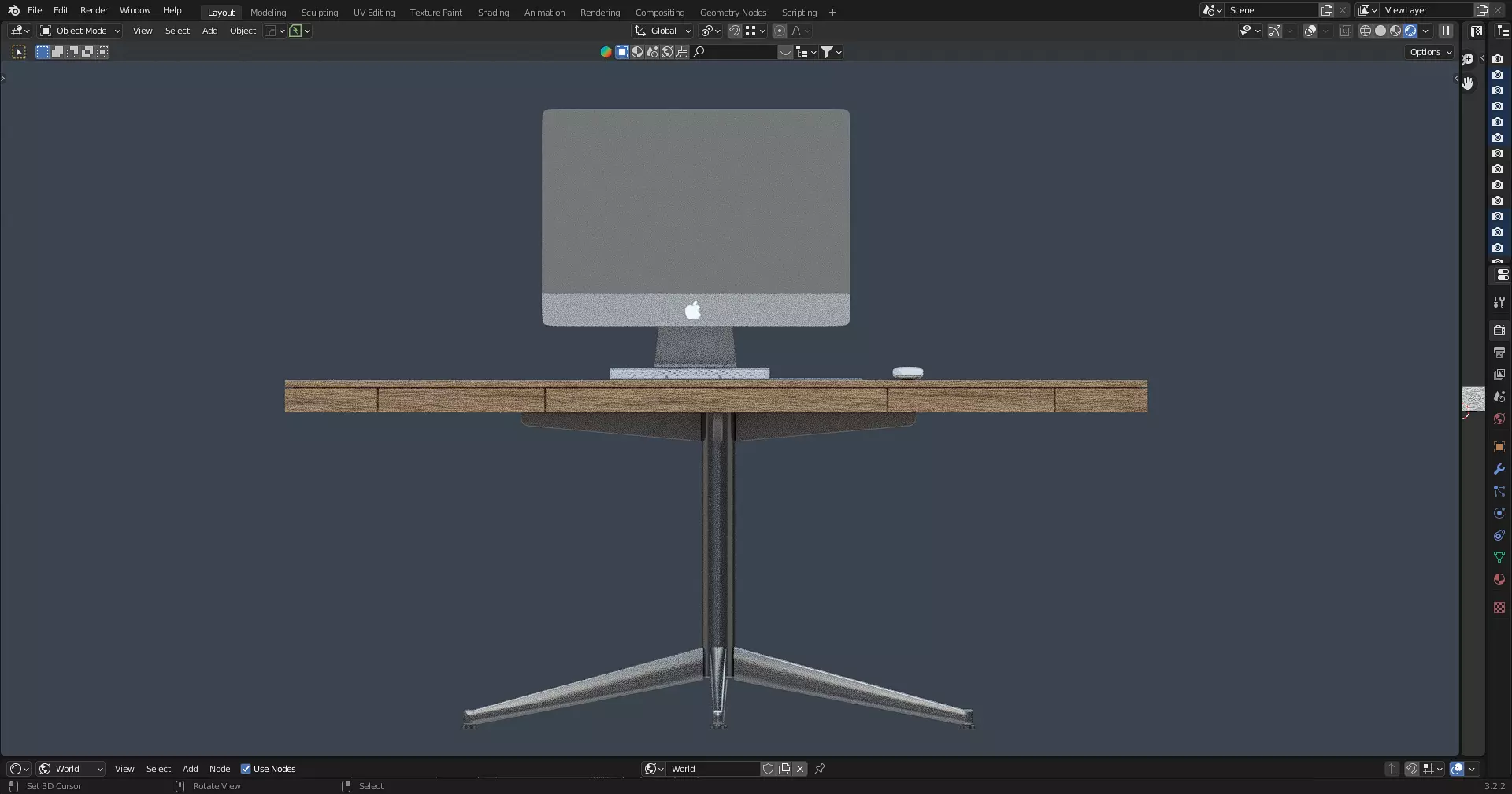 Office Table with ergonomic chair Low-poly 3D model_1