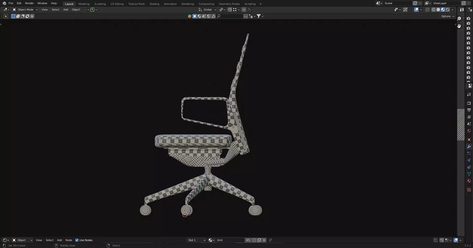 Office Table with ergonomic chair Low-poly 3D model_15