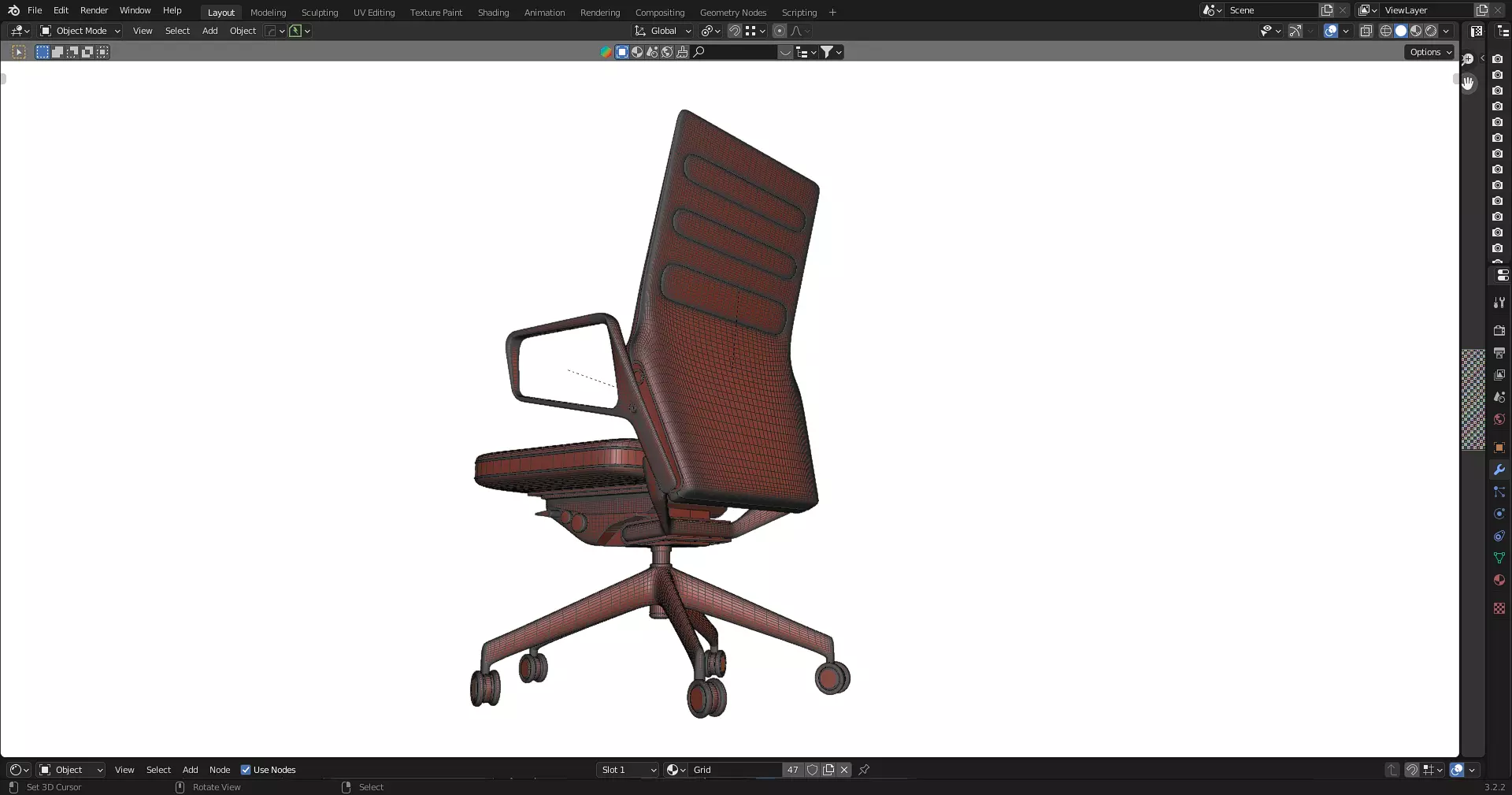 Office Table with ergonomic chair Low-poly 3D model_29