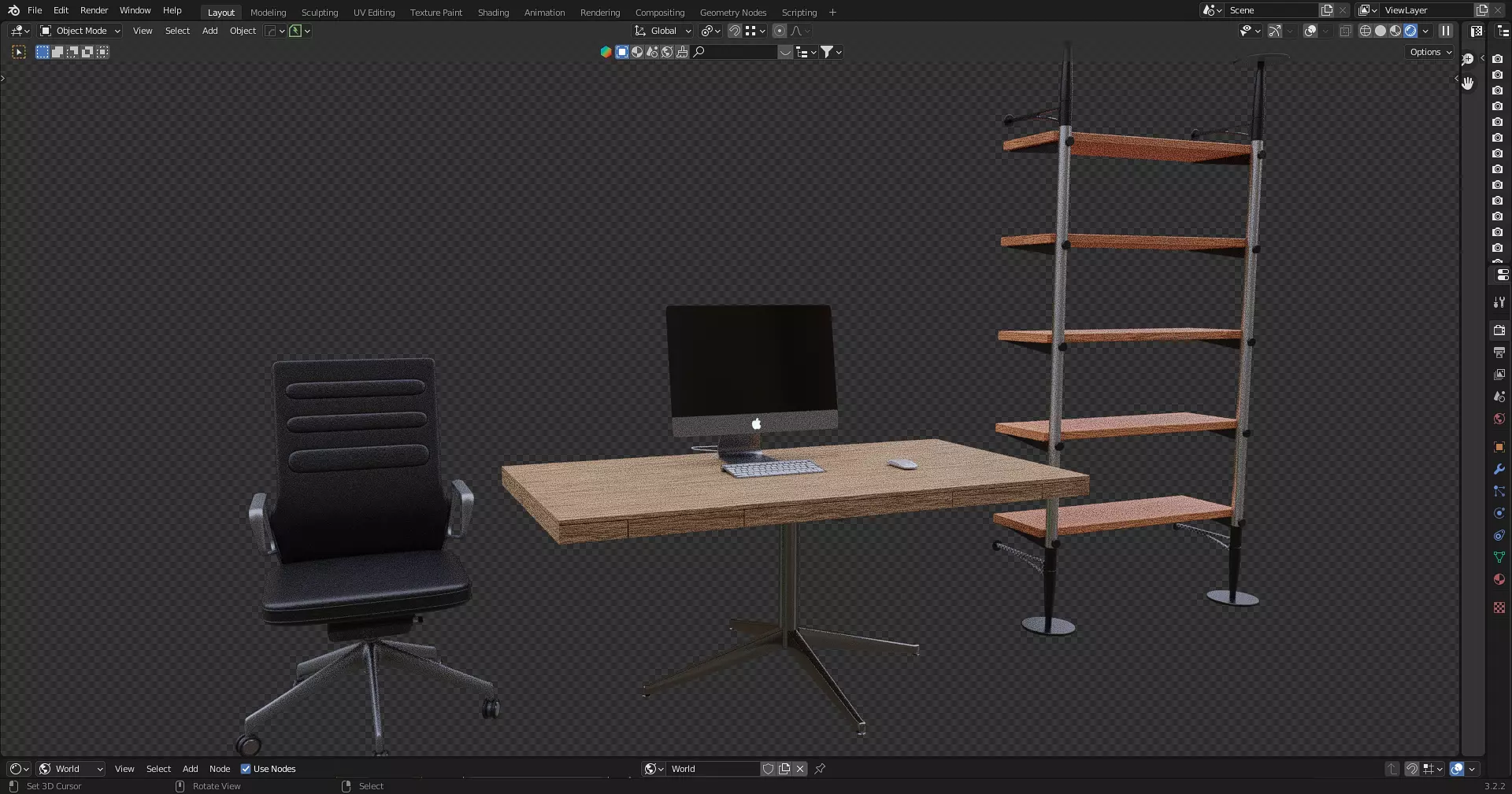 Office Table with ergonomic chair Low-poly 3D model_8
