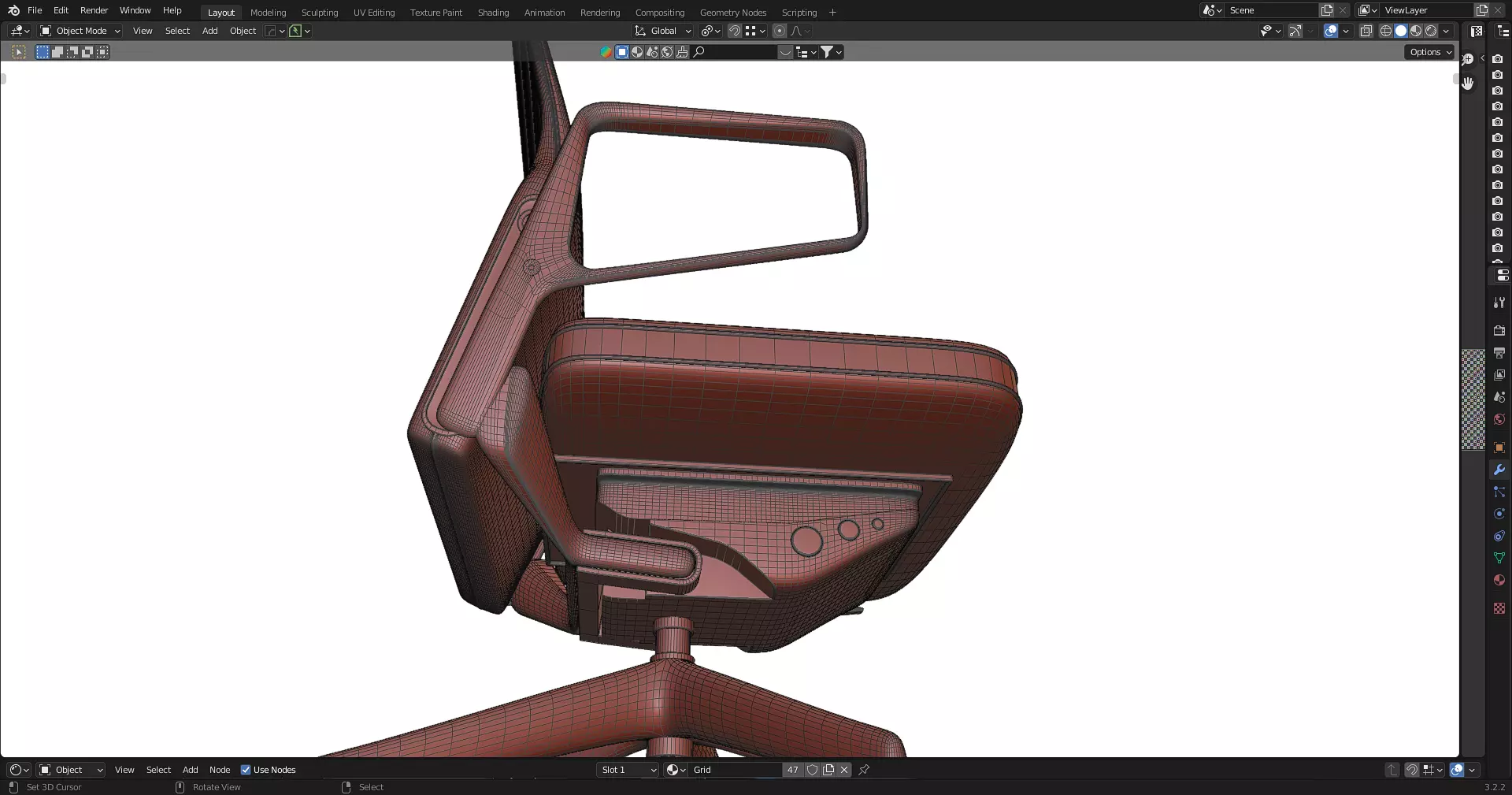 Office Table with ergonomic chair Low-poly 3D model_27