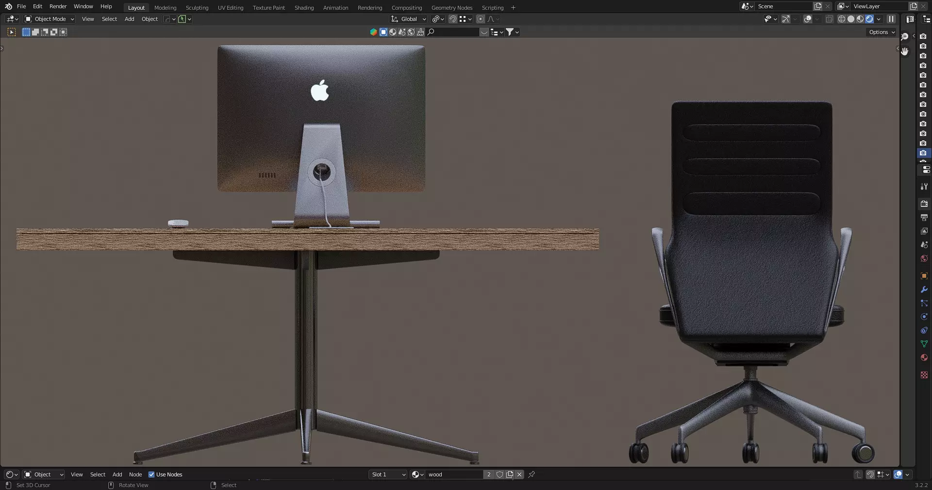 Office Table with ergonomic chair Low-poly 3D model_2