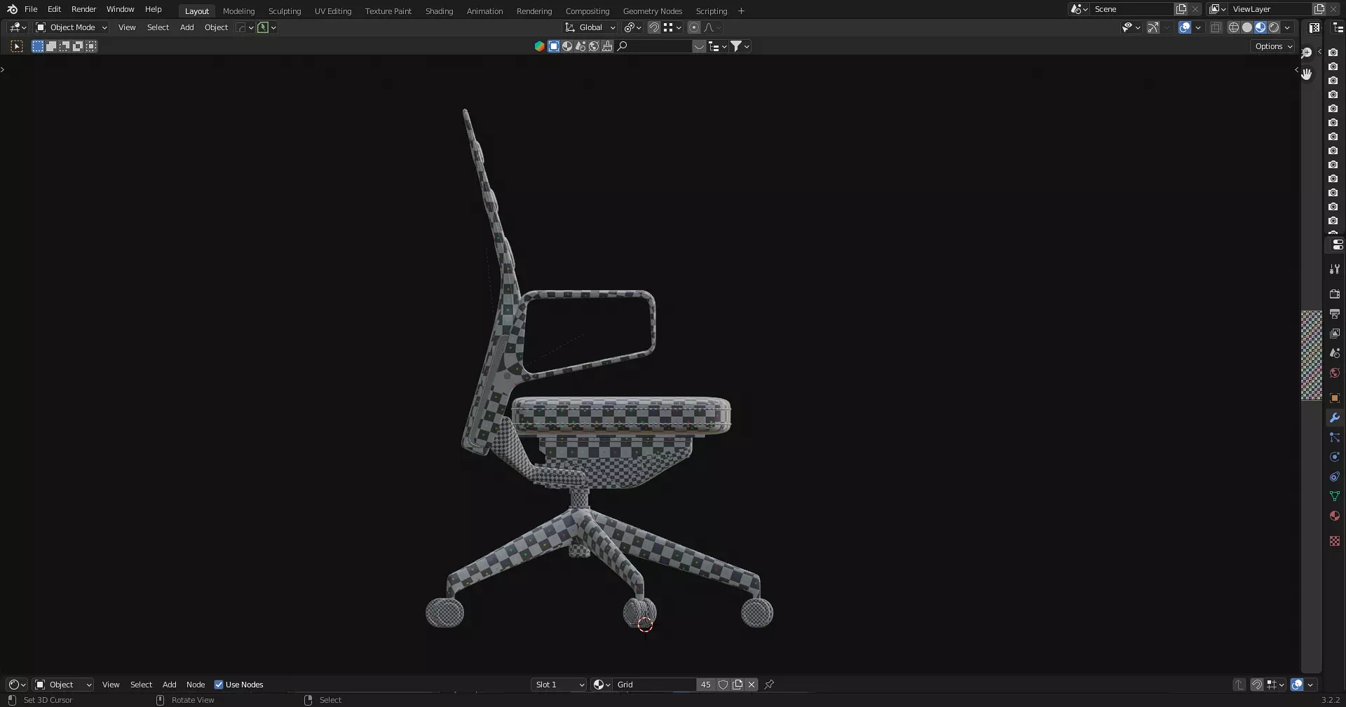 Office Table with ergonomic chair Low-poly 3D model_16