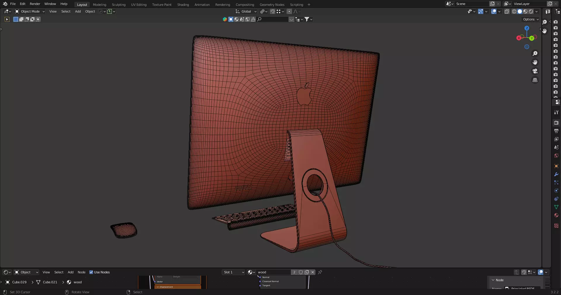 Office Table with ergonomic chair Low-poly 3D model_32