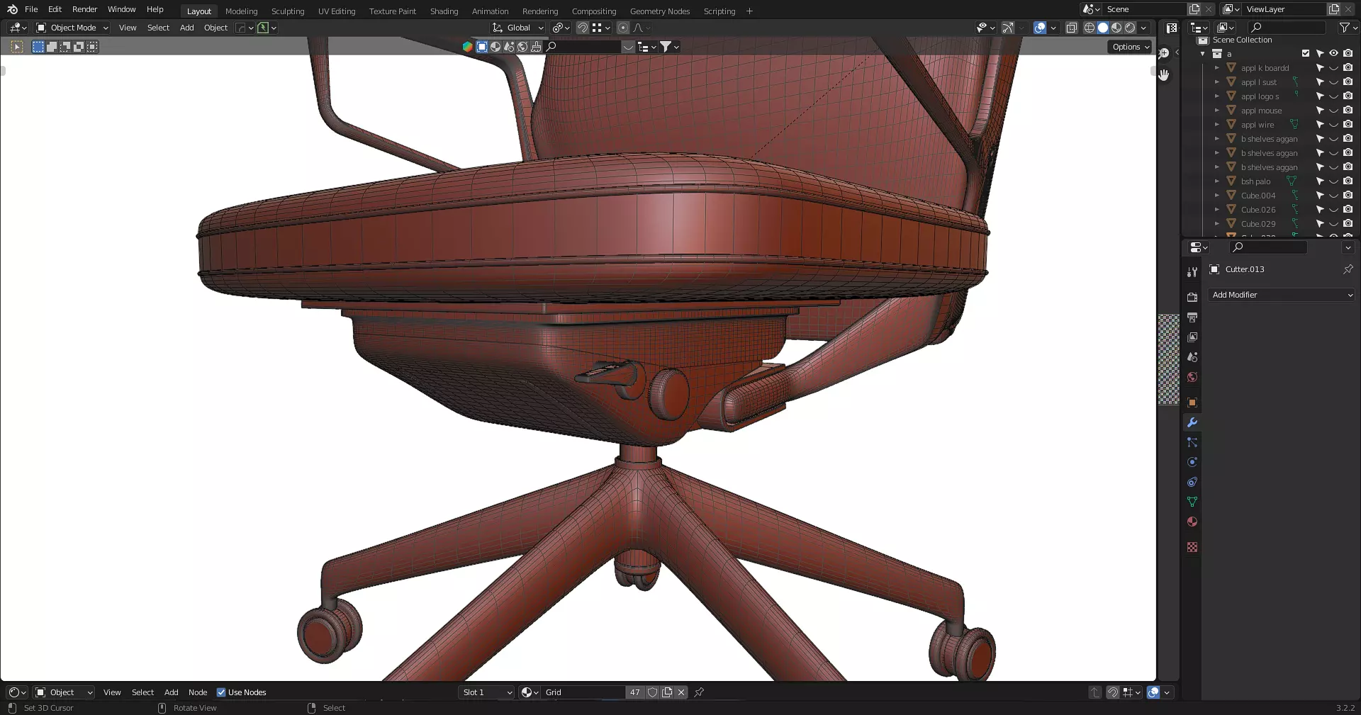 Office Table with ergonomic chair Low-poly 3D model_26