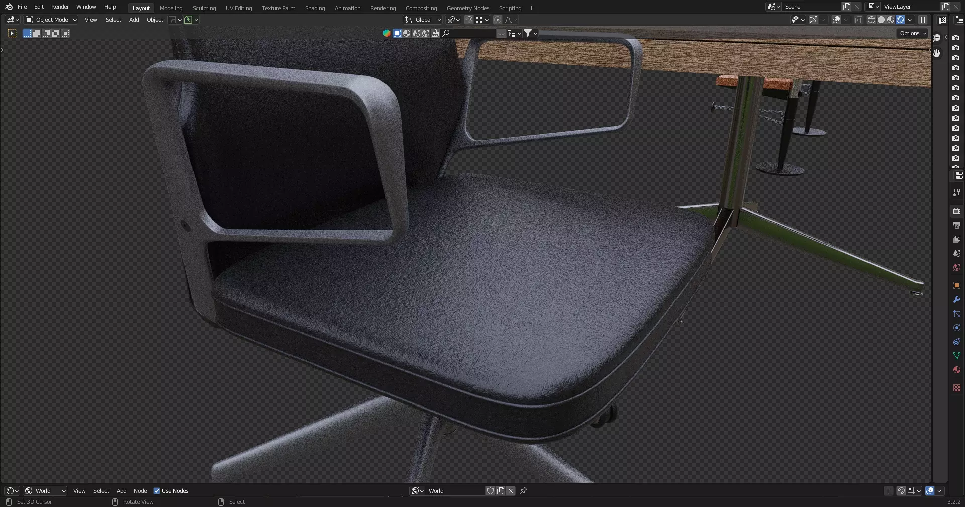 Office Table with ergonomic chair Low-poly 3D model_6